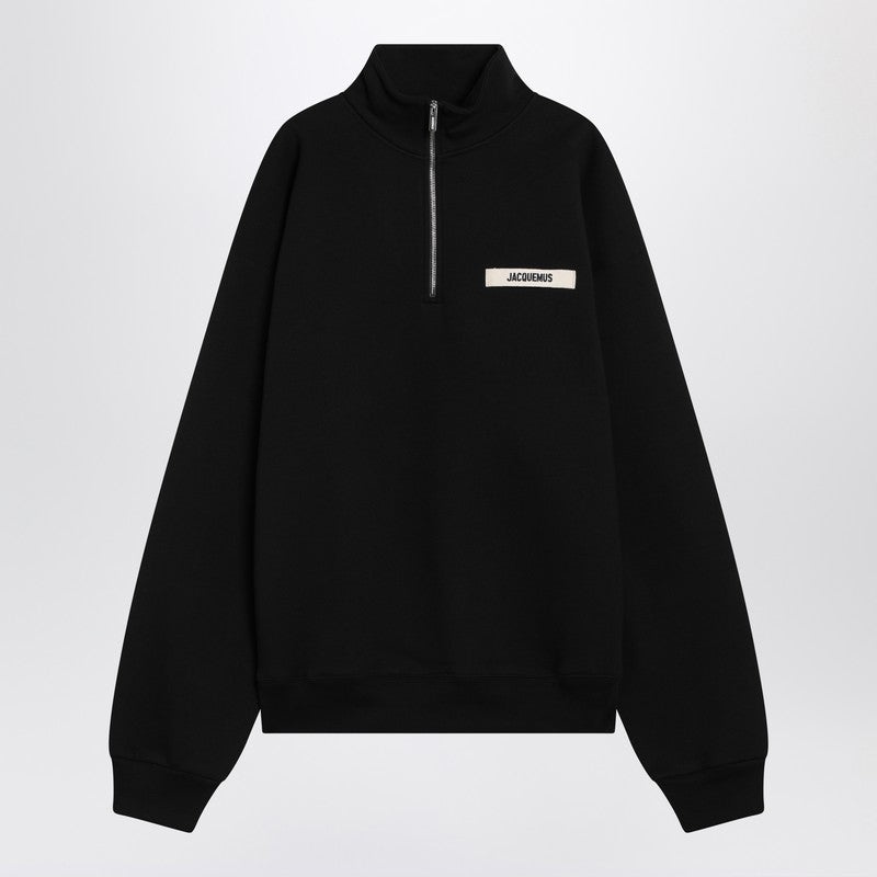Jacquemus Black Zip-Up Sweatshirt In Cotton Men - 1