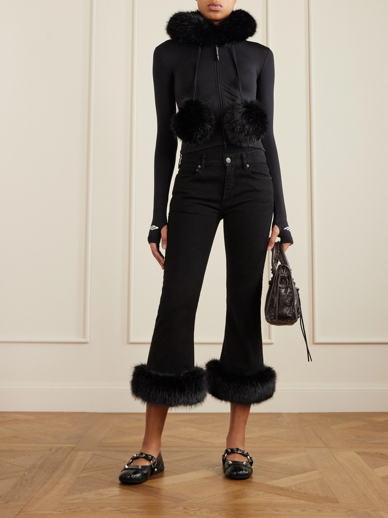 BALENCIAGA Plush-trimmed Cropped Mid-rise Flared Jeans outlook