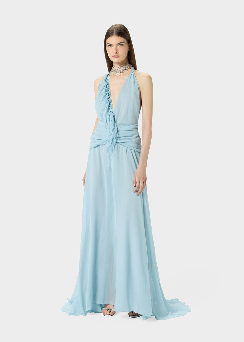 Blumarine GEORGETTE LONG DRESS WITH DRAPES outlook