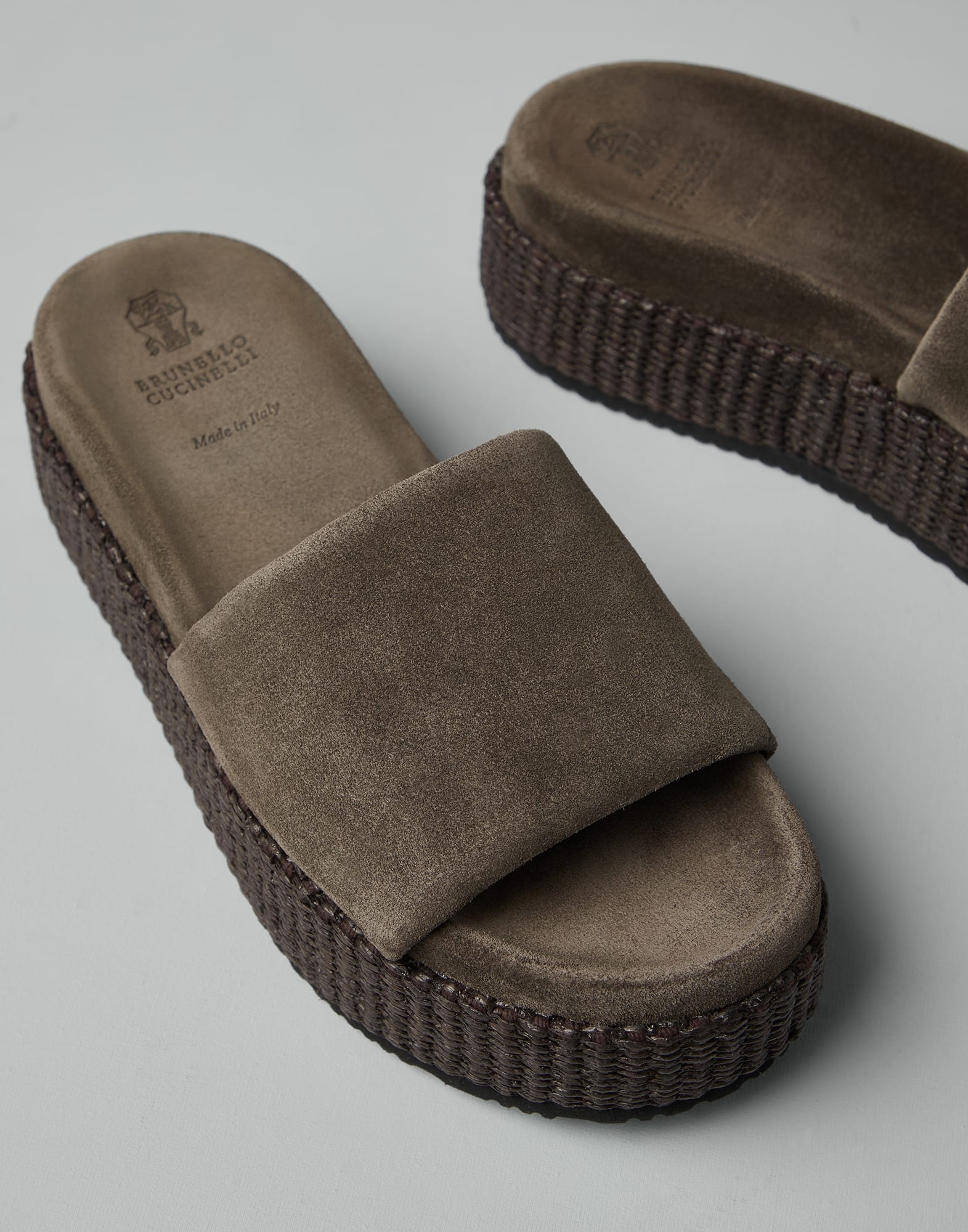 Suede and raffia platform slides - 3