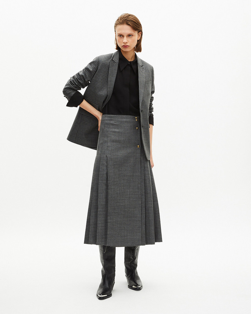 BLACK AND GRAY LONG WRAP SKIRT 6