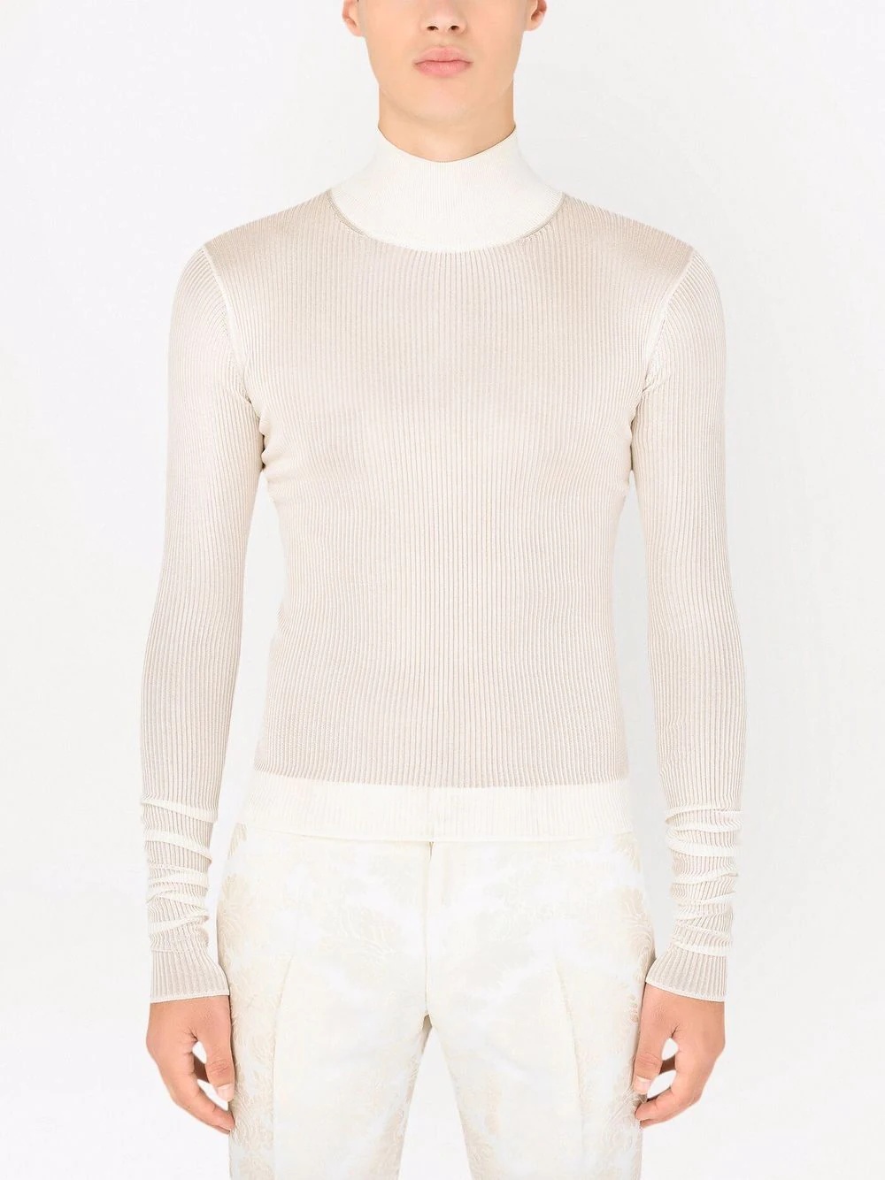 ribbed long-sleeve knit top - 3