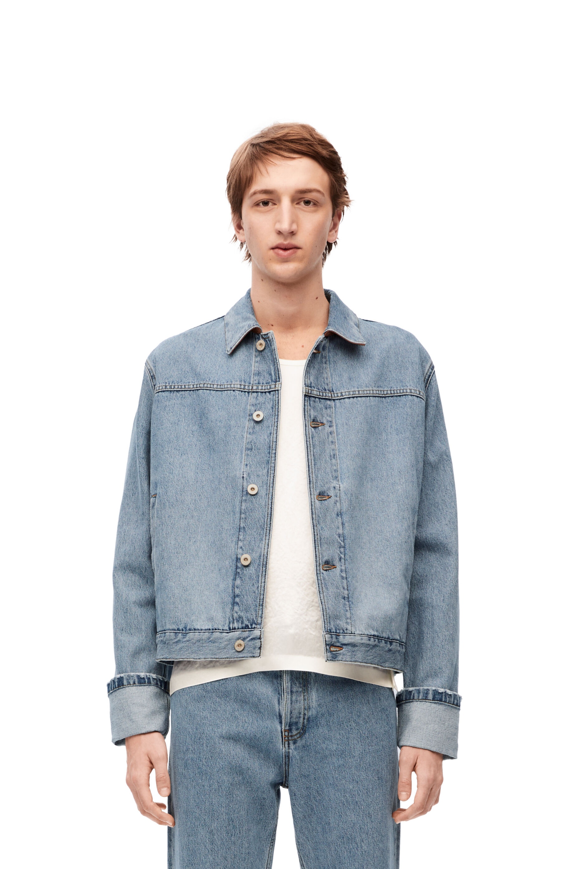Fisherman turn-up jacket in denim - 3
