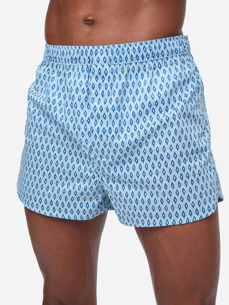 Derek Rose Men's Modern Fit Boxers Nelson 87 Cotton Batiste Blue outlook