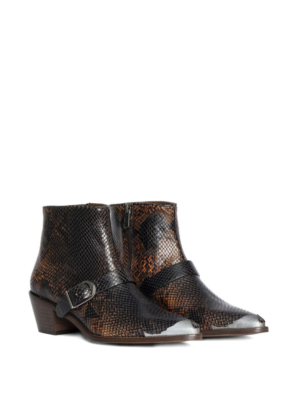 snakeskin-effect buckle boots - 2