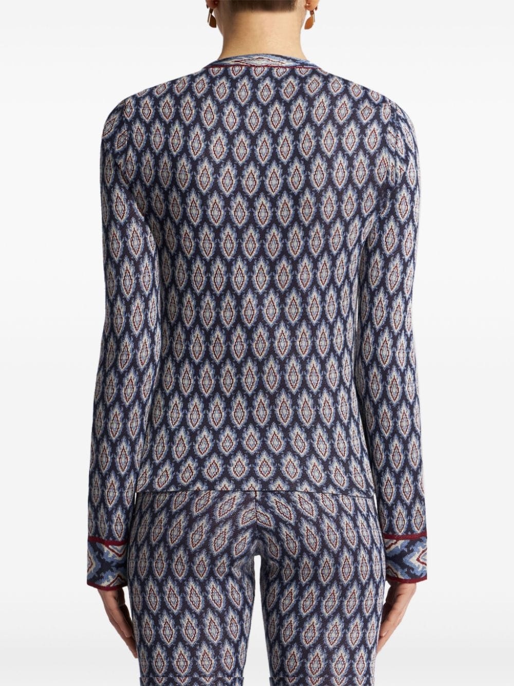 bow-detail jacquard cardigan - 4