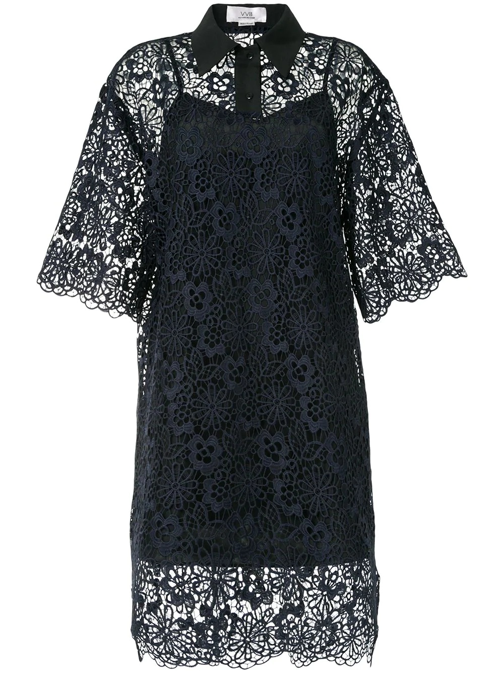 lace embroidered shirt dress - 1