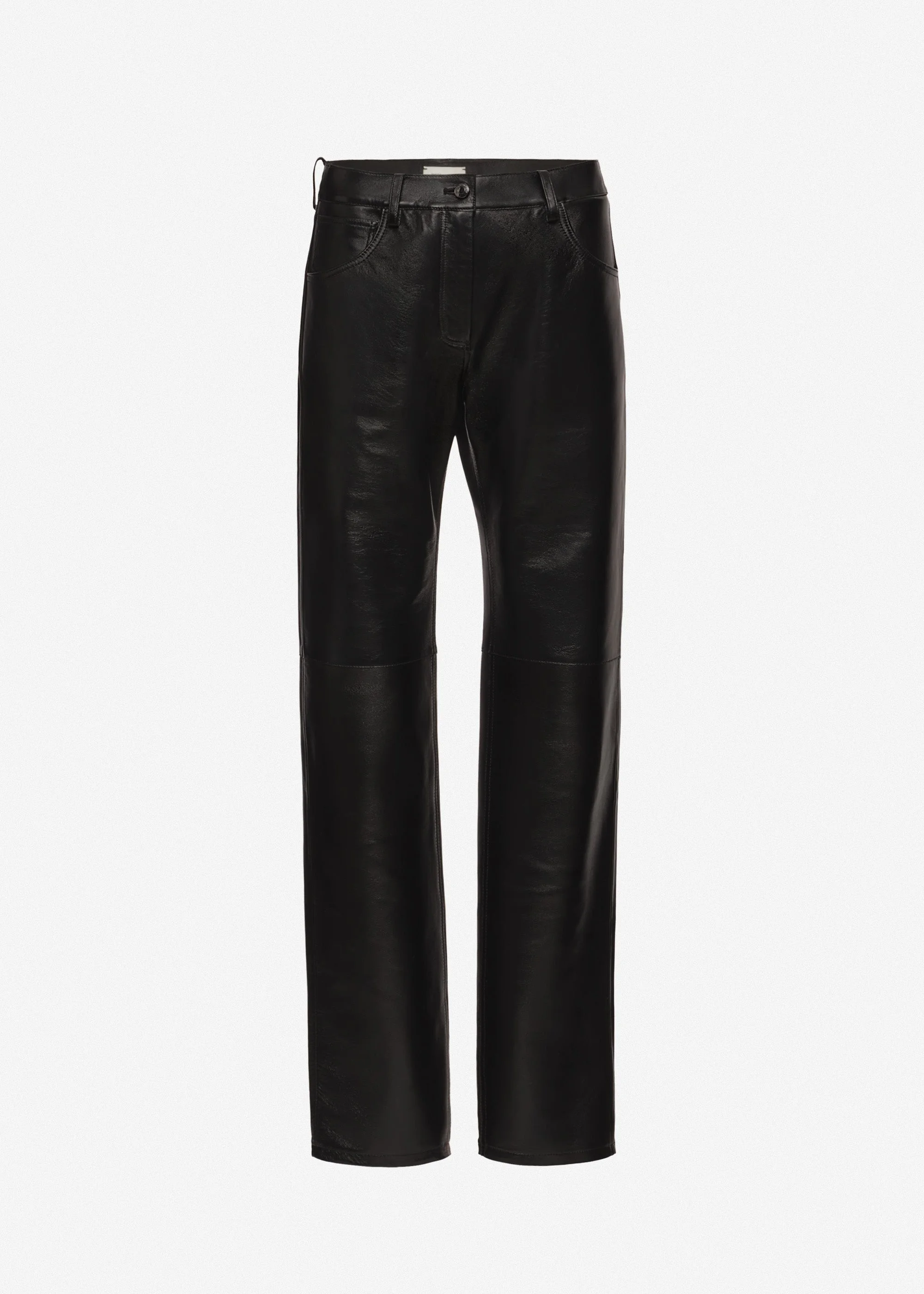 Leather straight-leg pants in black - 1