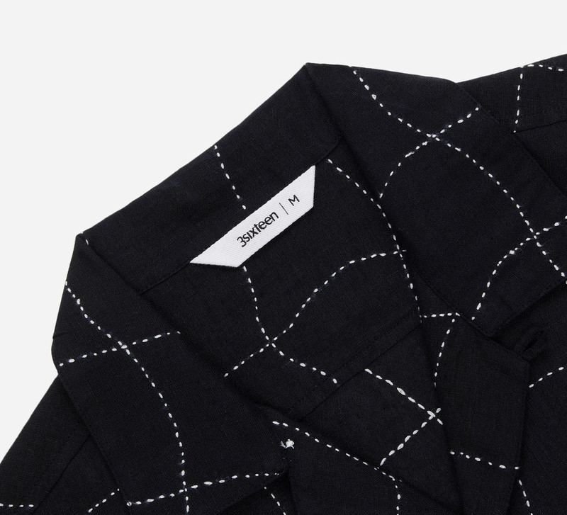 Loop Collar Shirt - Black Linen Drunk Chess 3