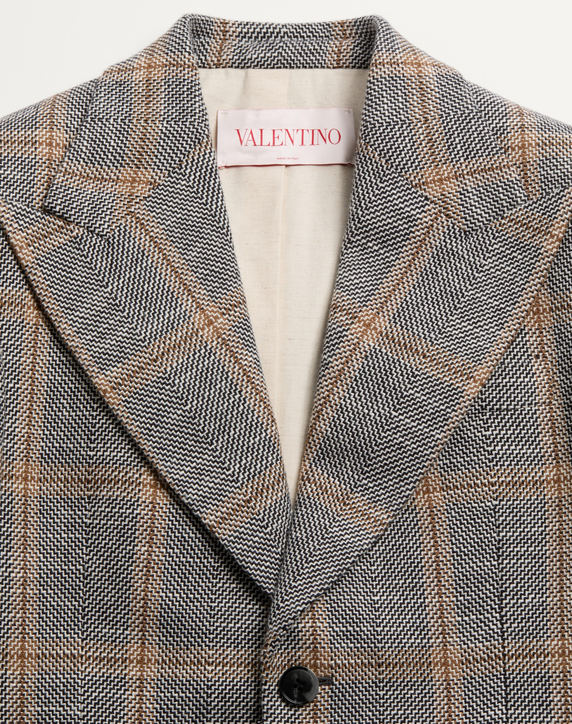 SINGLE-BREASTED WOOL BLEND JACKET WITH CHECK PATTERN - 3