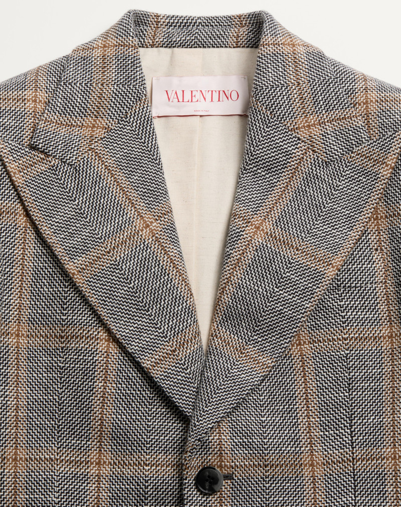 SINGLE-BREASTED WOOL BLEND JACKET WITH CHECK PATTERN 3