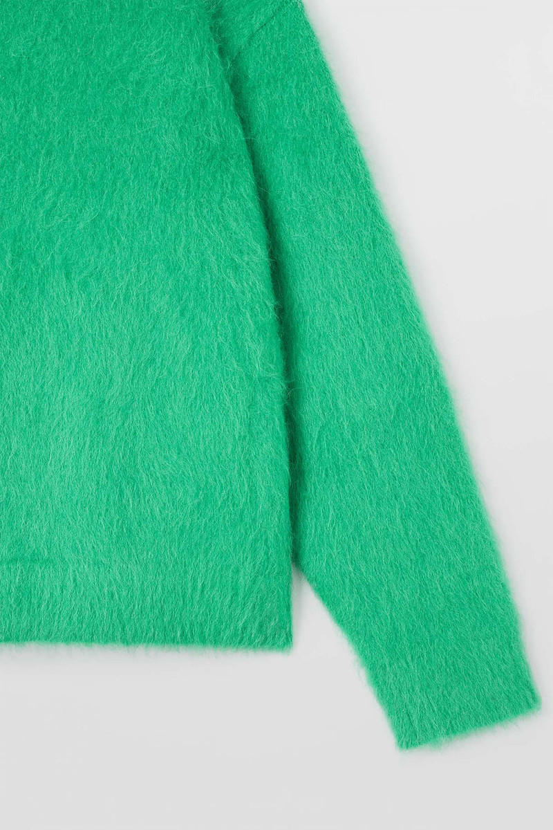 HAIRY KNIT ROUND NECK SWEATER / bright green 4