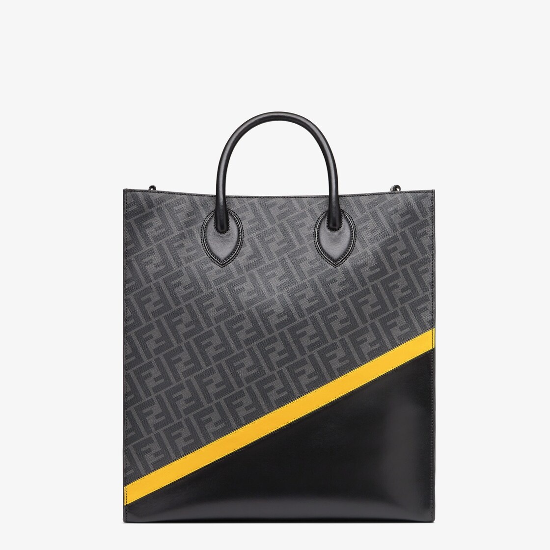 Black leather and FF fabric bag - 1