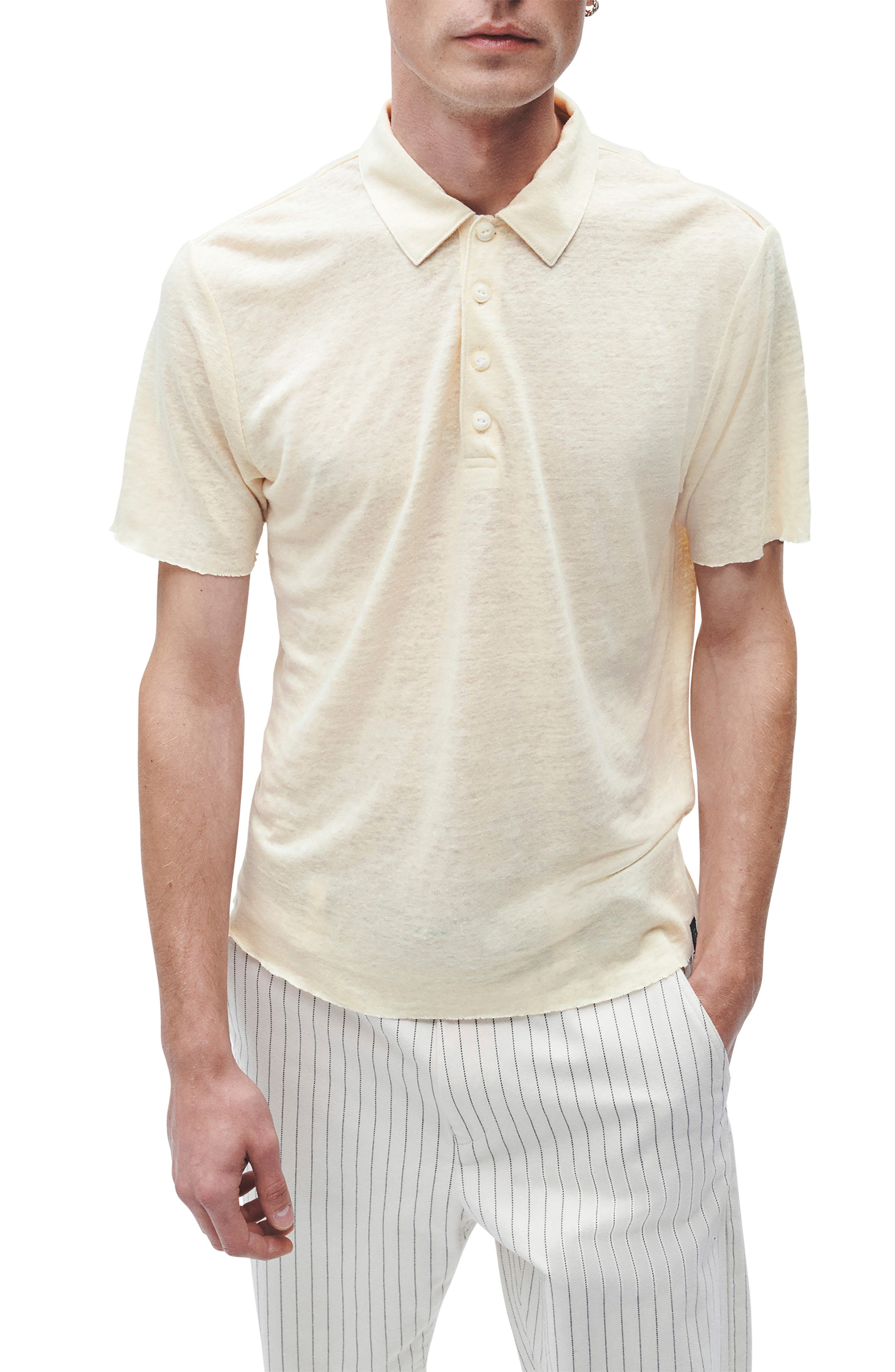 rag & bone Classic Fit Solid Slub Jersey Polo in Turtledove at Nordstrom - 1