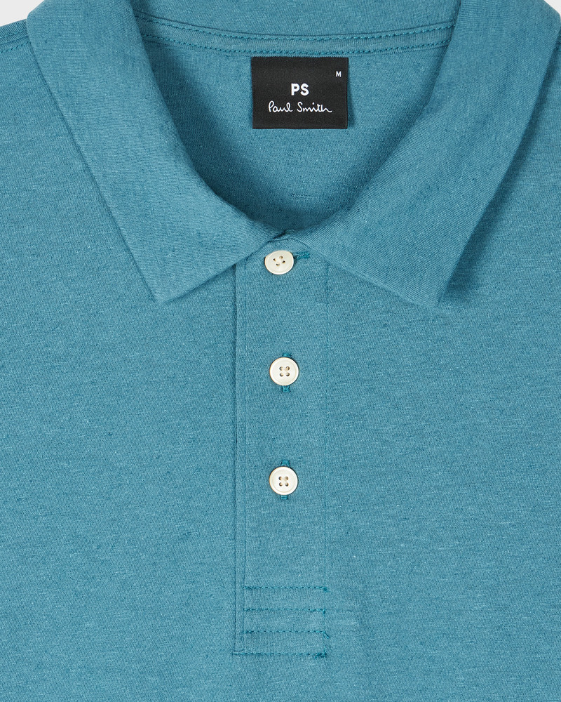 Paul Smith Blue Regular-fit Linen-Blend Polo Shirt outlook