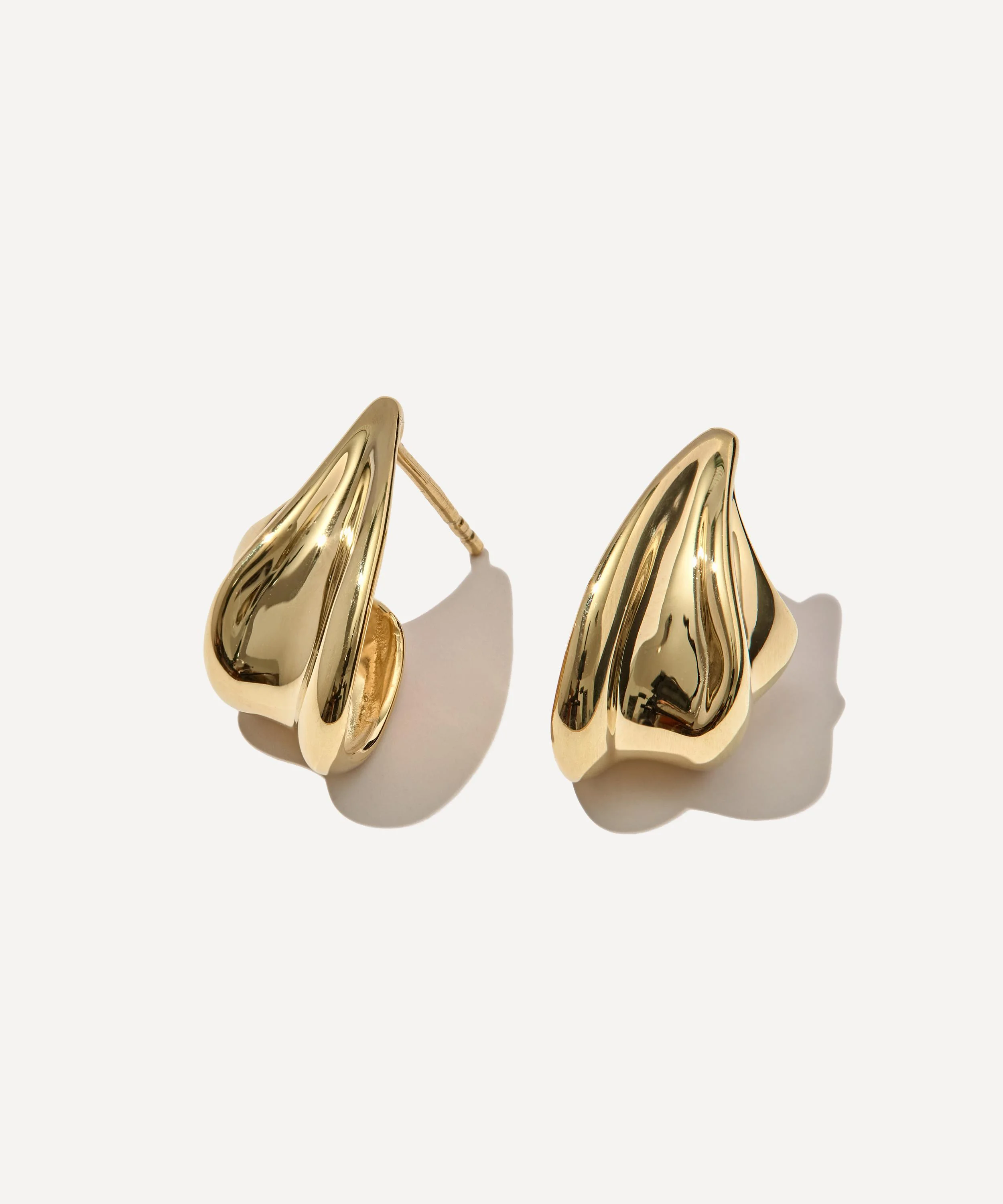 14ct Gold-Plated Vermeil Silver Wave Stud Earrings - 1