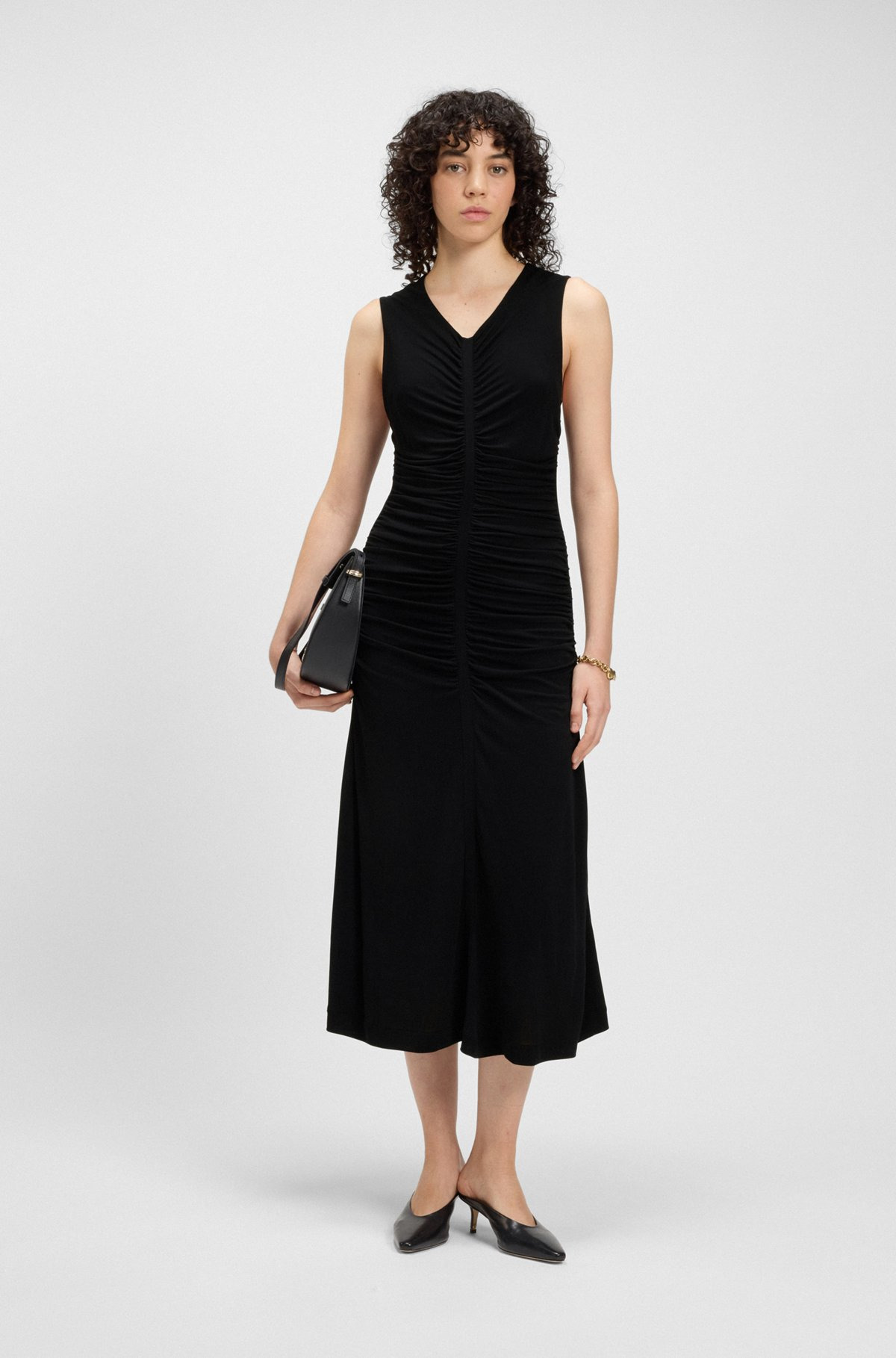 SLEEVELESS JERSEY DRESS WITH GATHERED DETAILS - 3