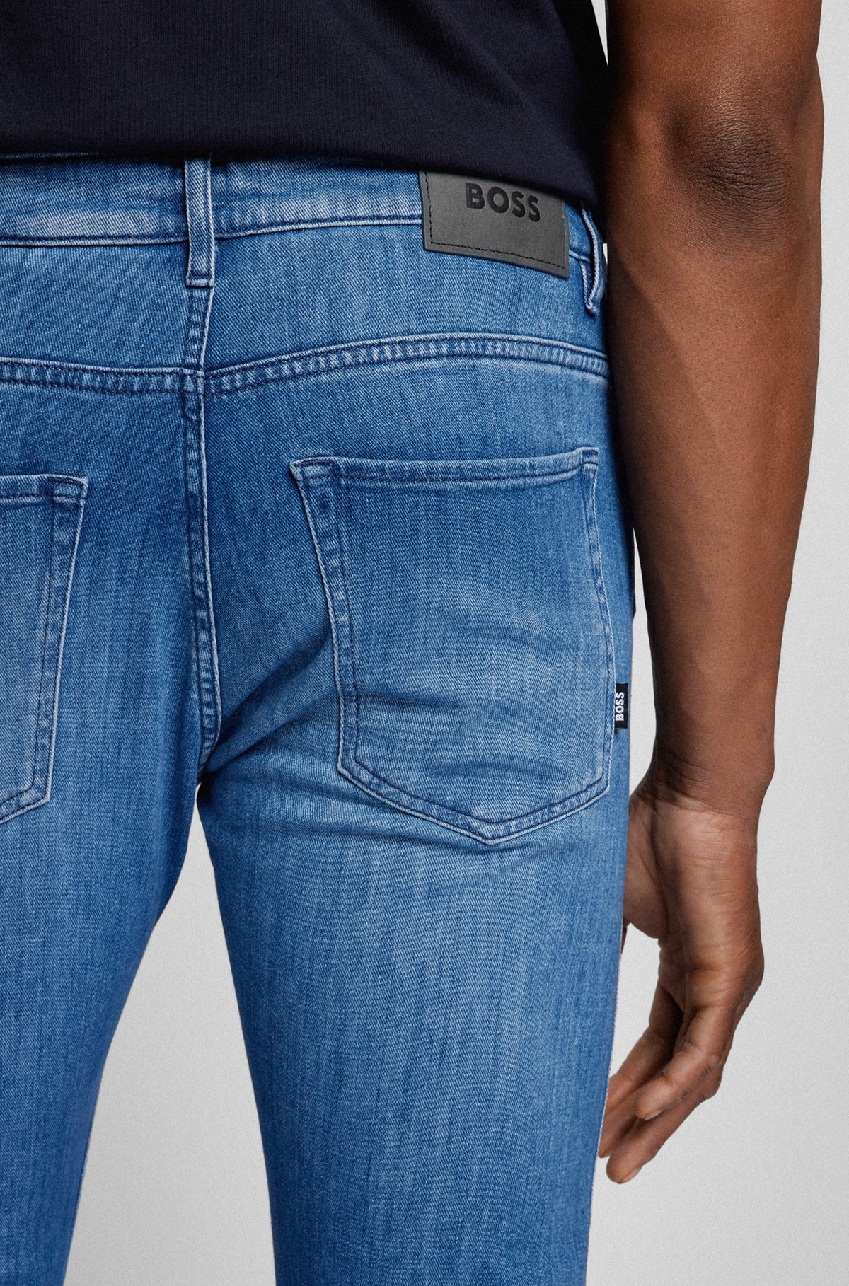 SLIM-FIT JEANS IN BLUE ITALIAN CASHMERE-TOUCH DENIM - 5