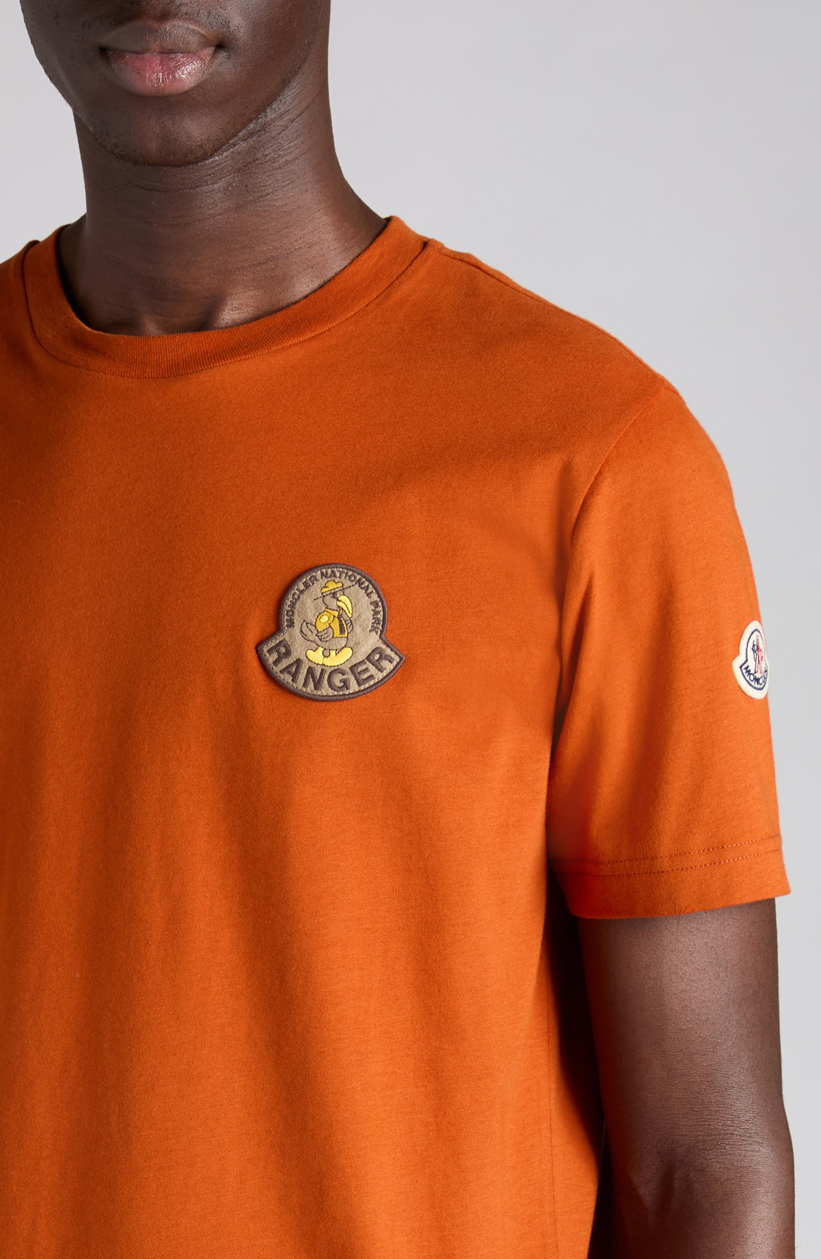Moncler Logo Patch Cotton T-Shirt in Potters Clay at Nordstrom - 5