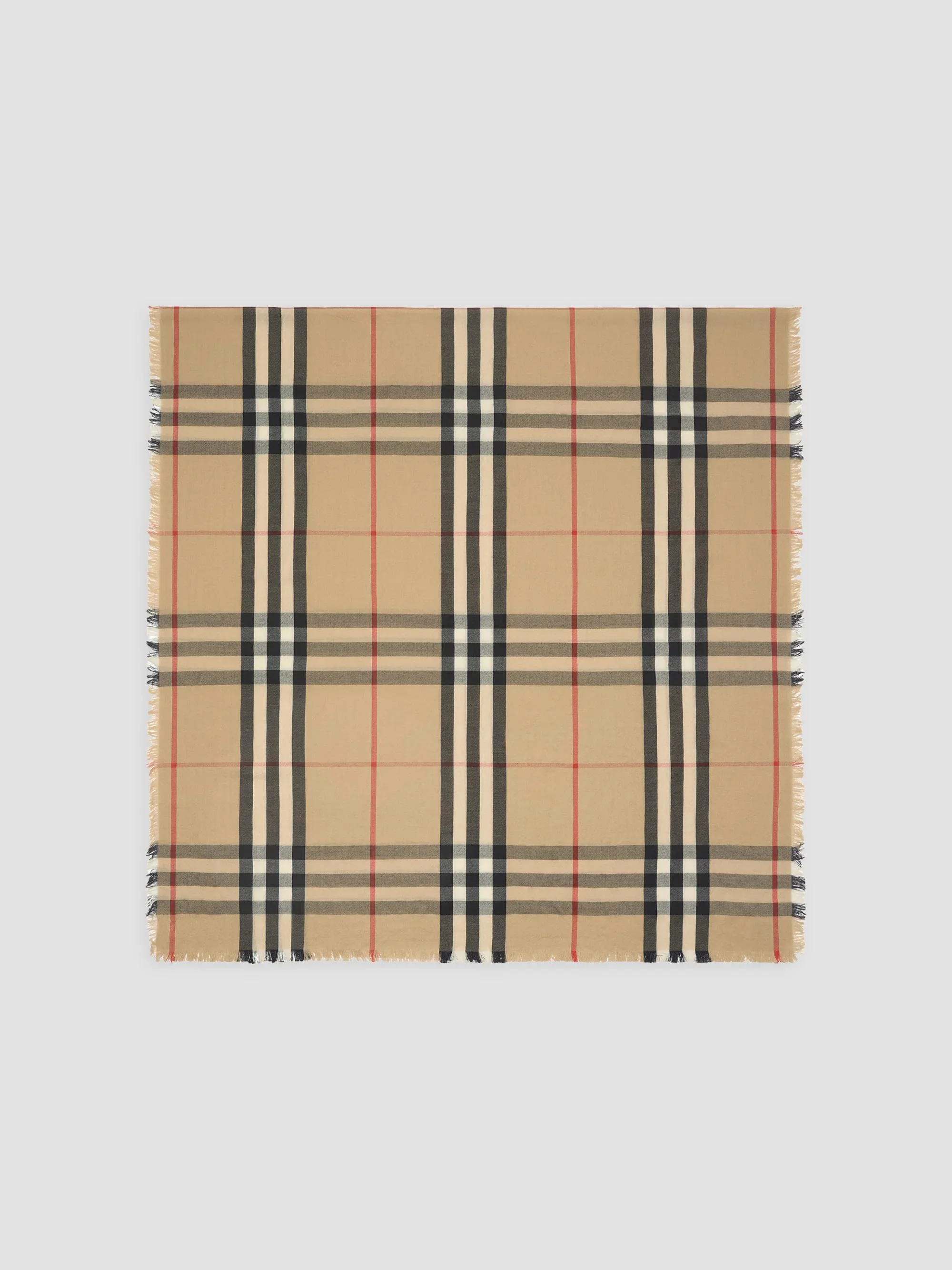 Women's Archival Check Cashmere Foulard Scarf - Beige - 1