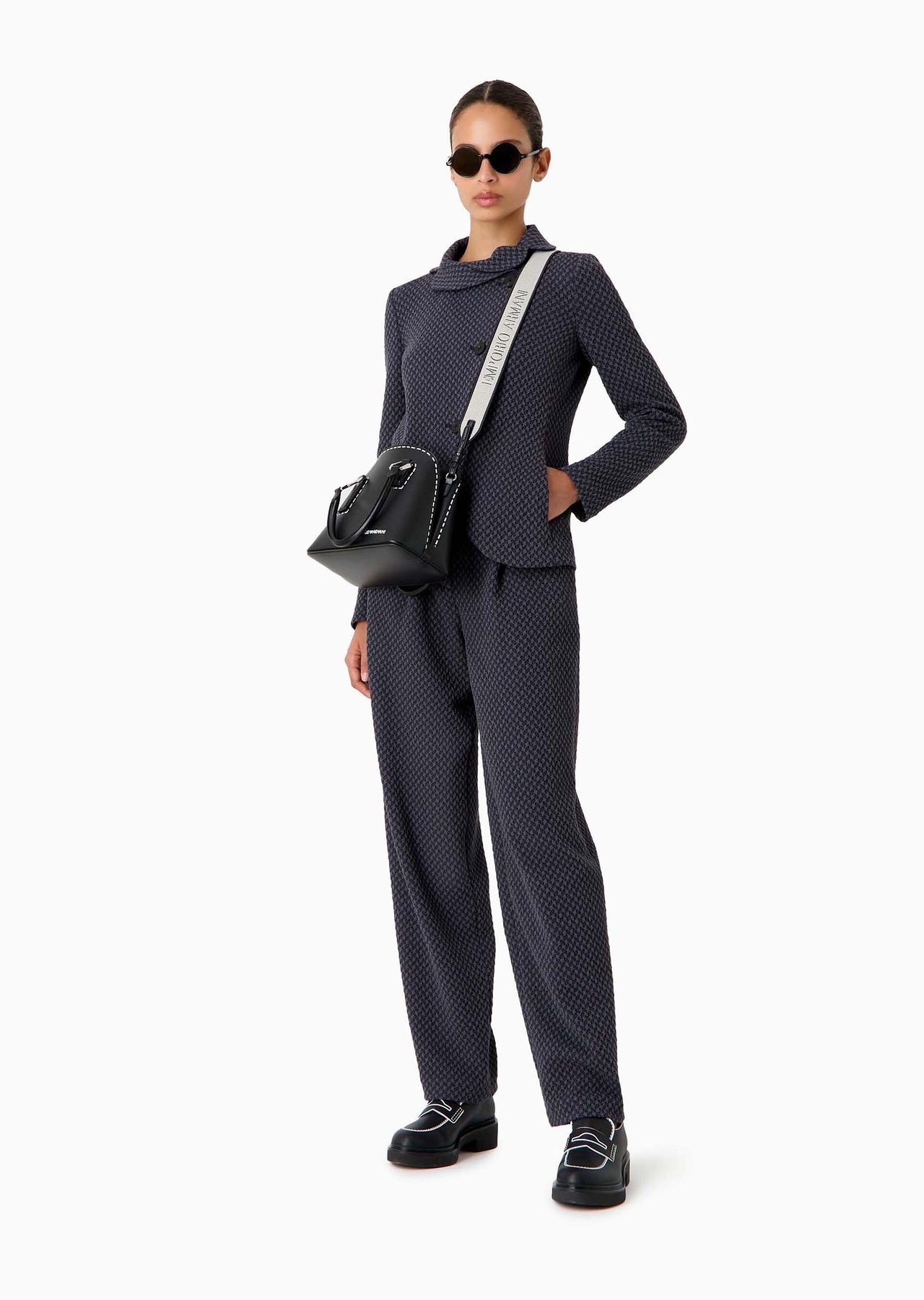 Jacket with off-centre buttoning in knit-look jacquard jersey - 4