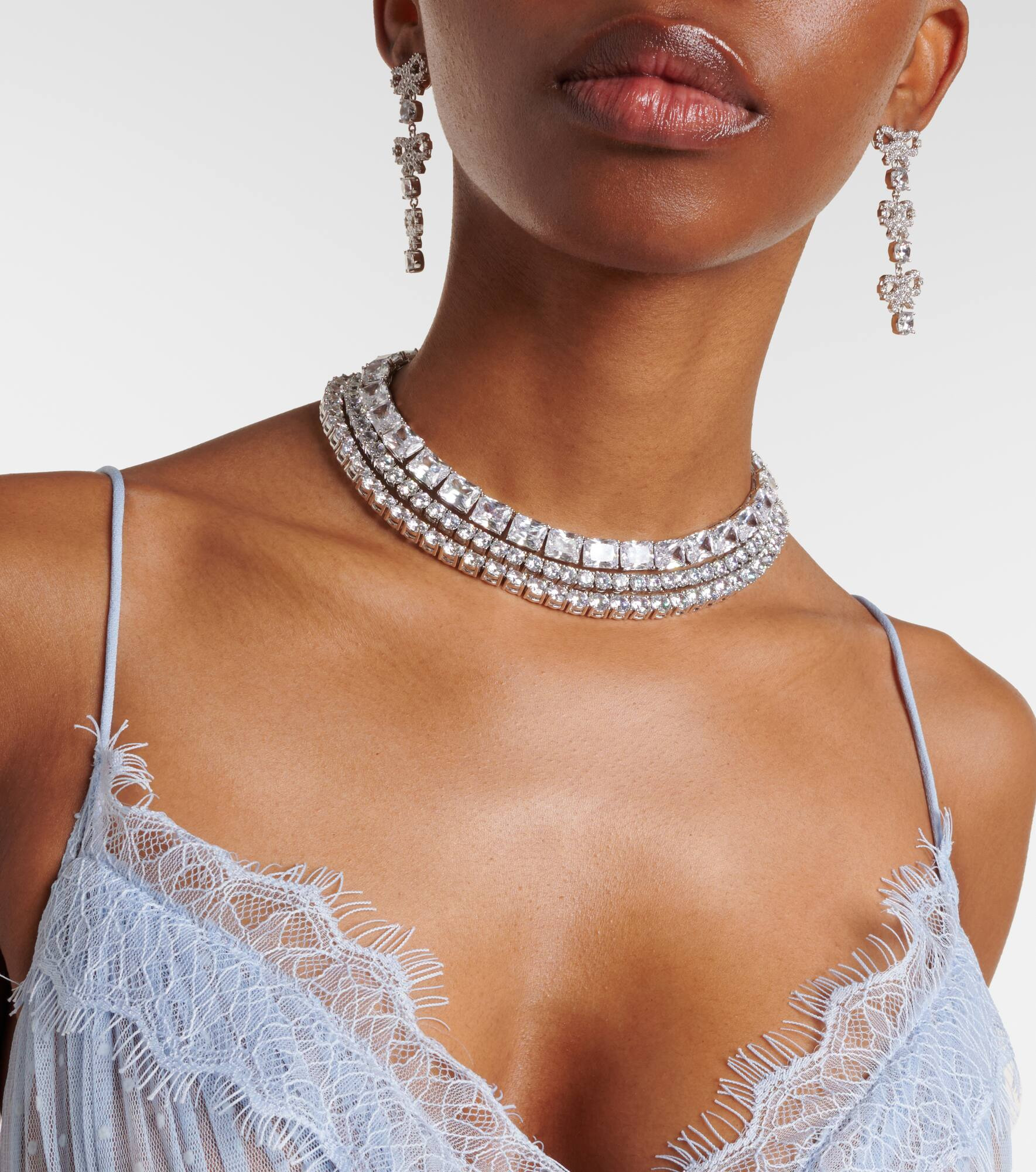 Crystal-embellished drop earrings - 6