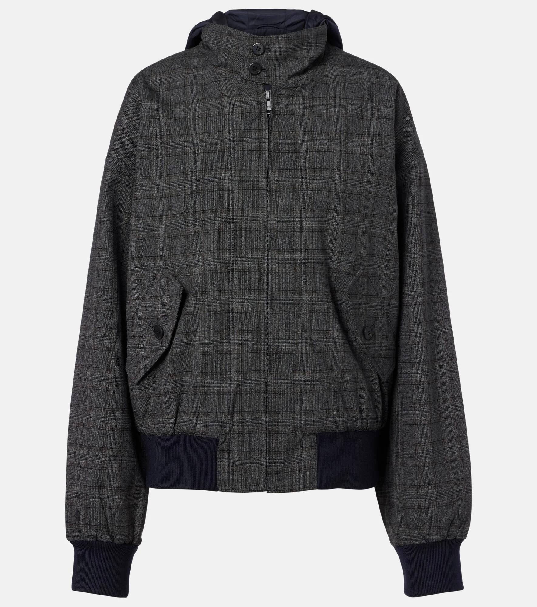 Checked hooded virgin wool jacket - 1
