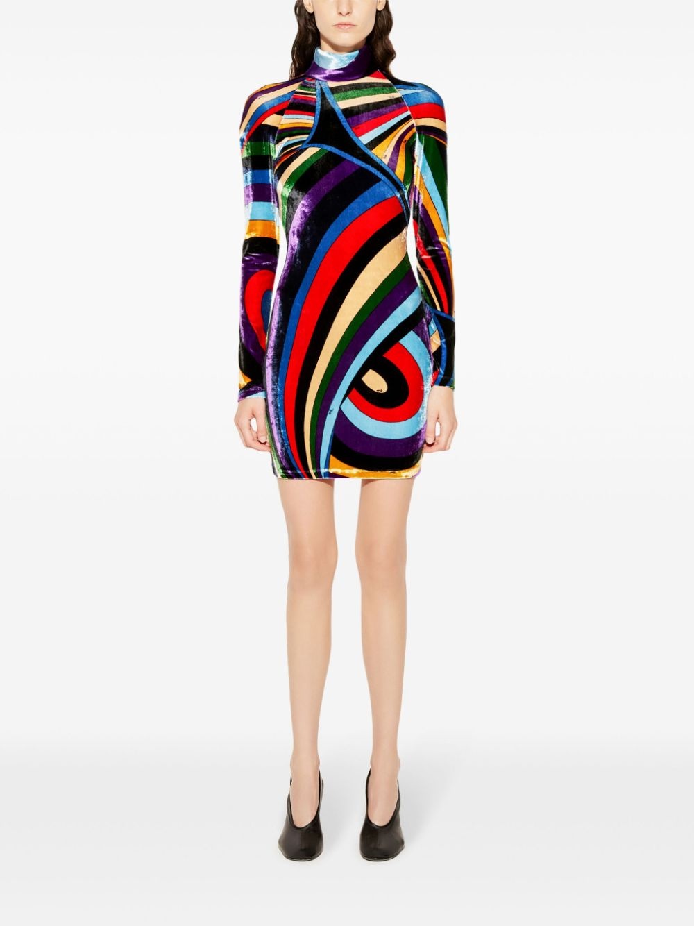 Iride-print velvet mini dress - 2