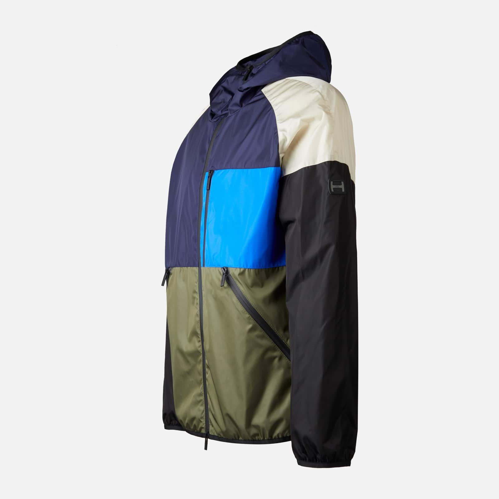 Color Block Windbreaker Green Blue Ivory - 8