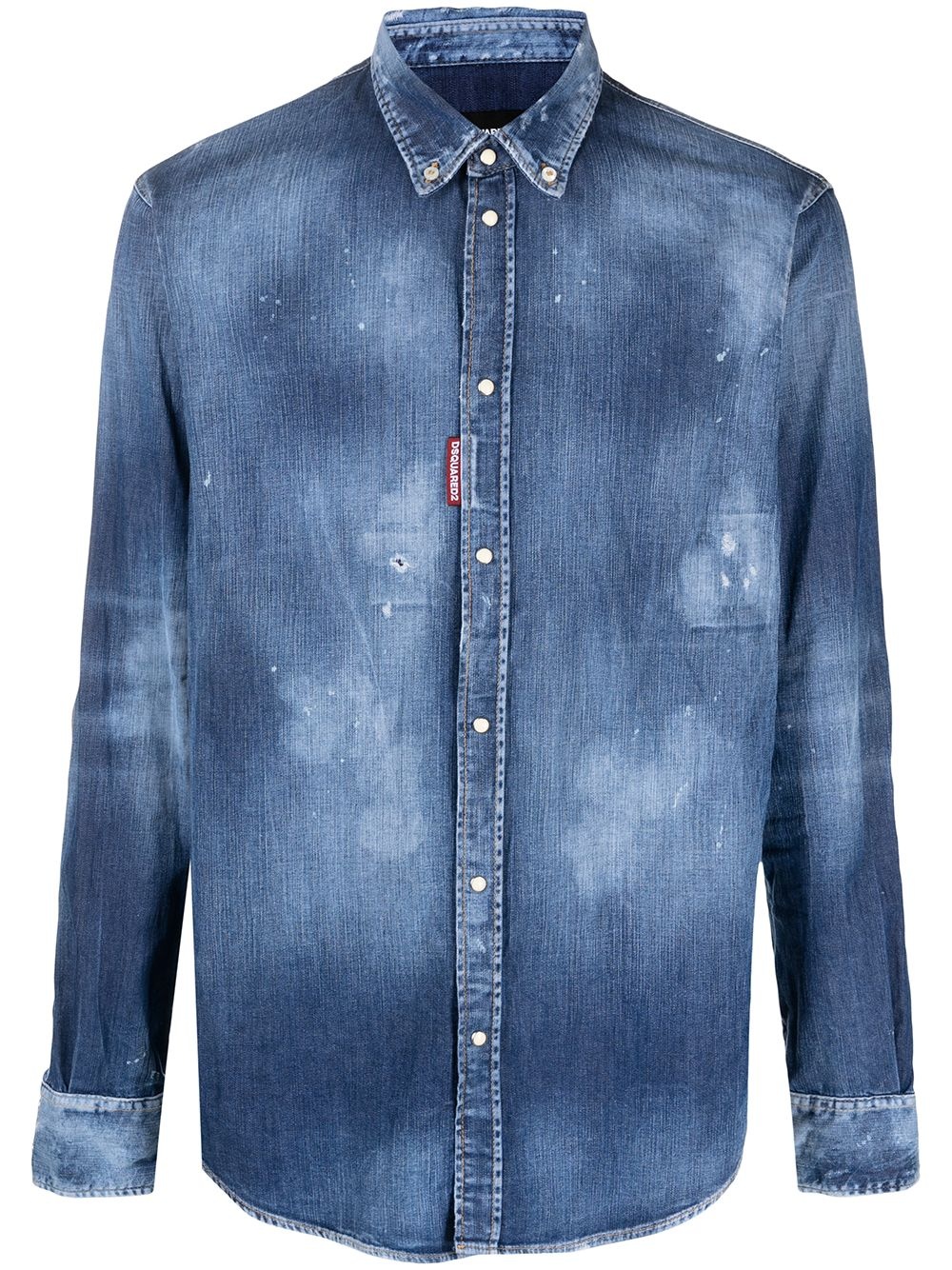 distressed effect denim shirt - 1