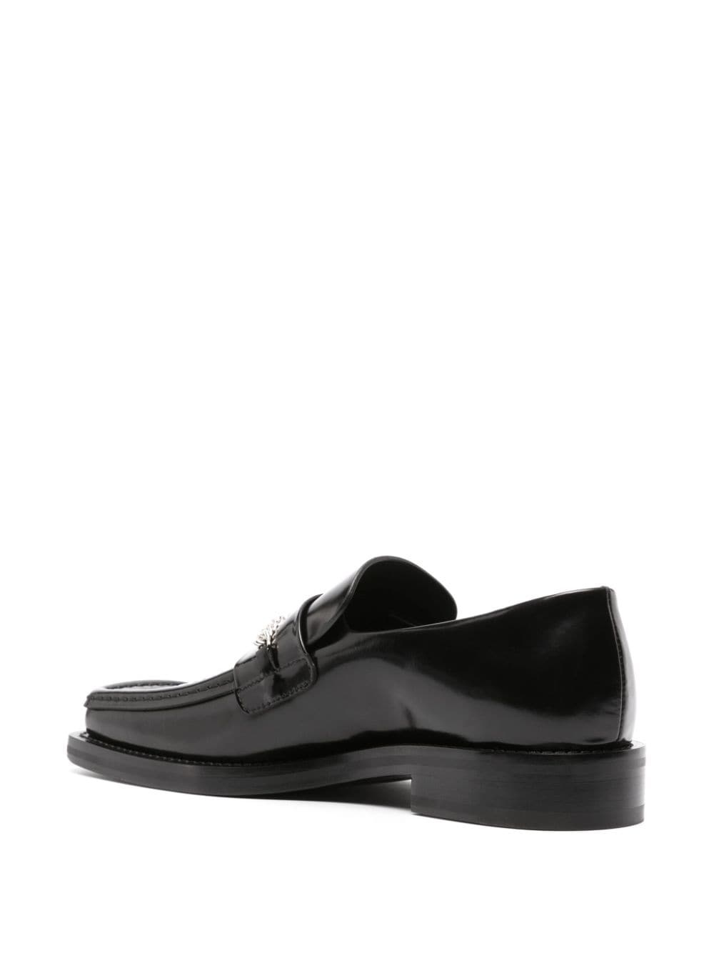 square-toe leather loafers - 3