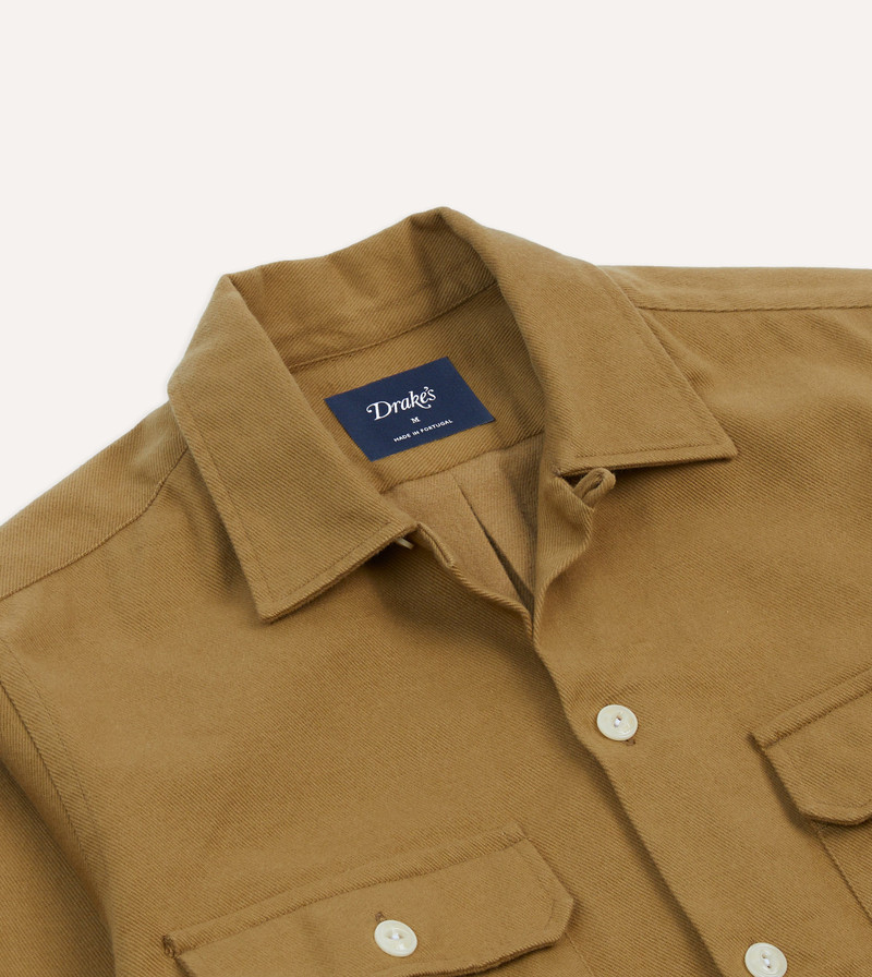 Sand Brushed Cotton Twill Two-Pocket Camp Collar Work Shirt 3