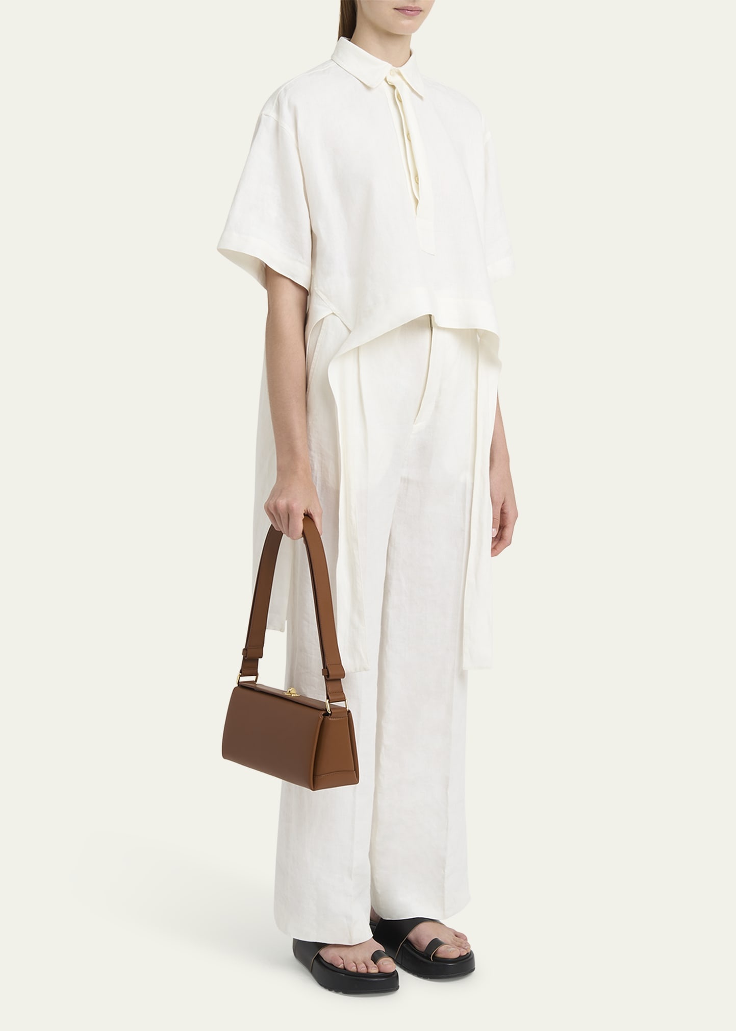 Folded Leather Shoulder Bag - 5