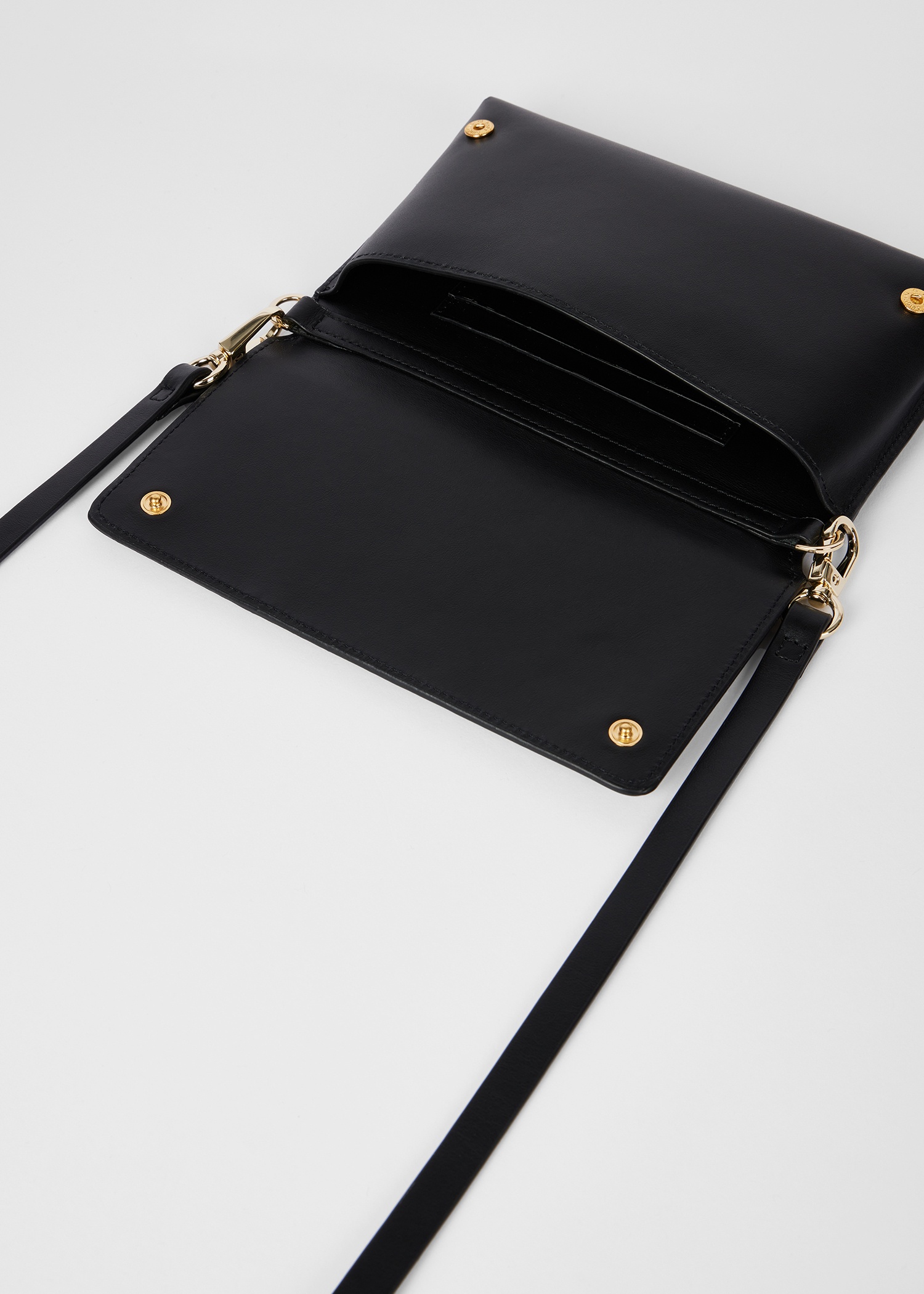 Women's Black Leather 'Signature Stripe' Phone Bag - 5