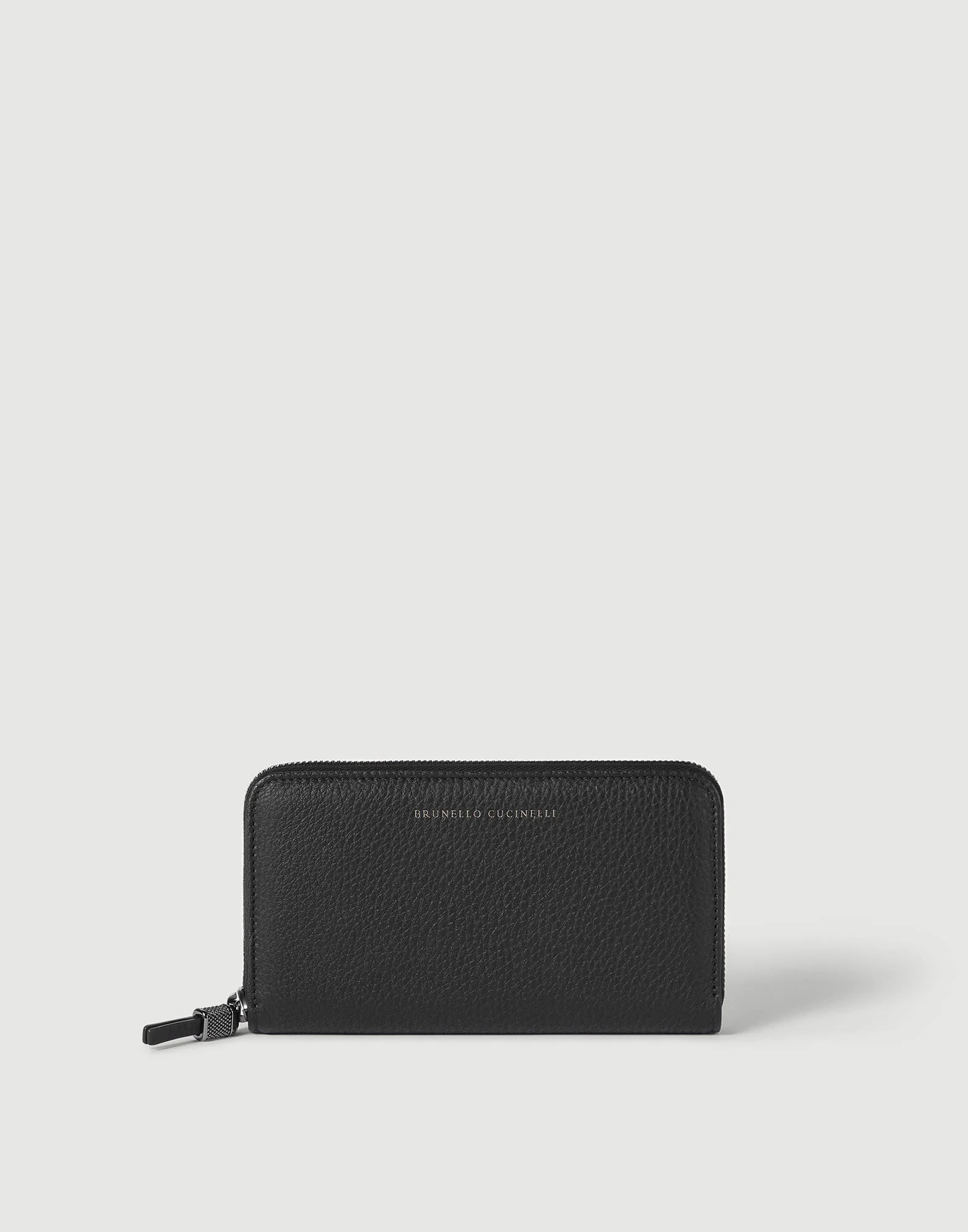 Grained calfskin wallet with shiny zipper pull - 1