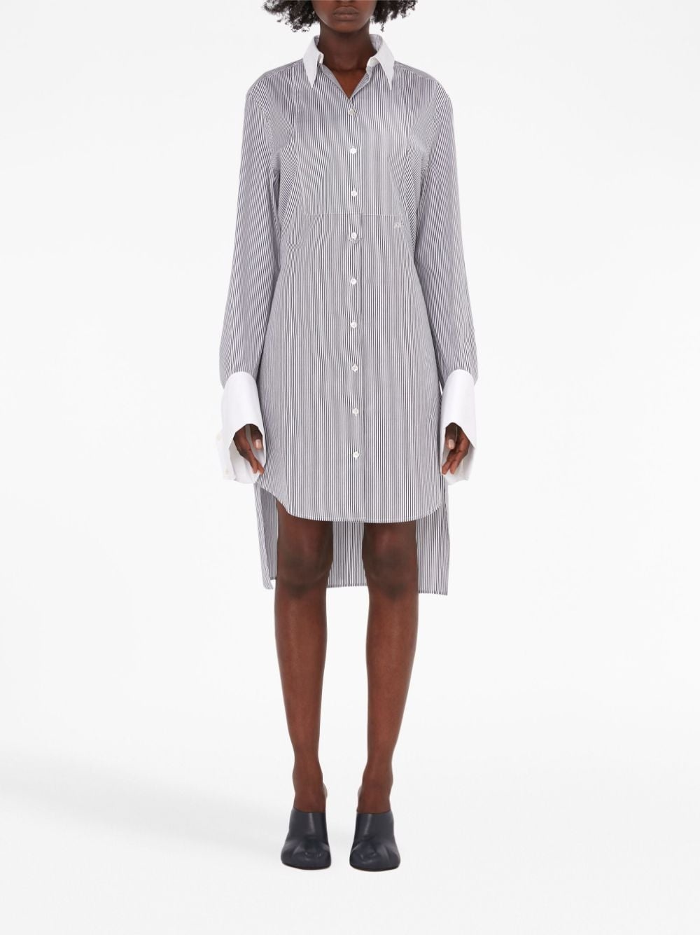 striped cotton shirt dress - 4