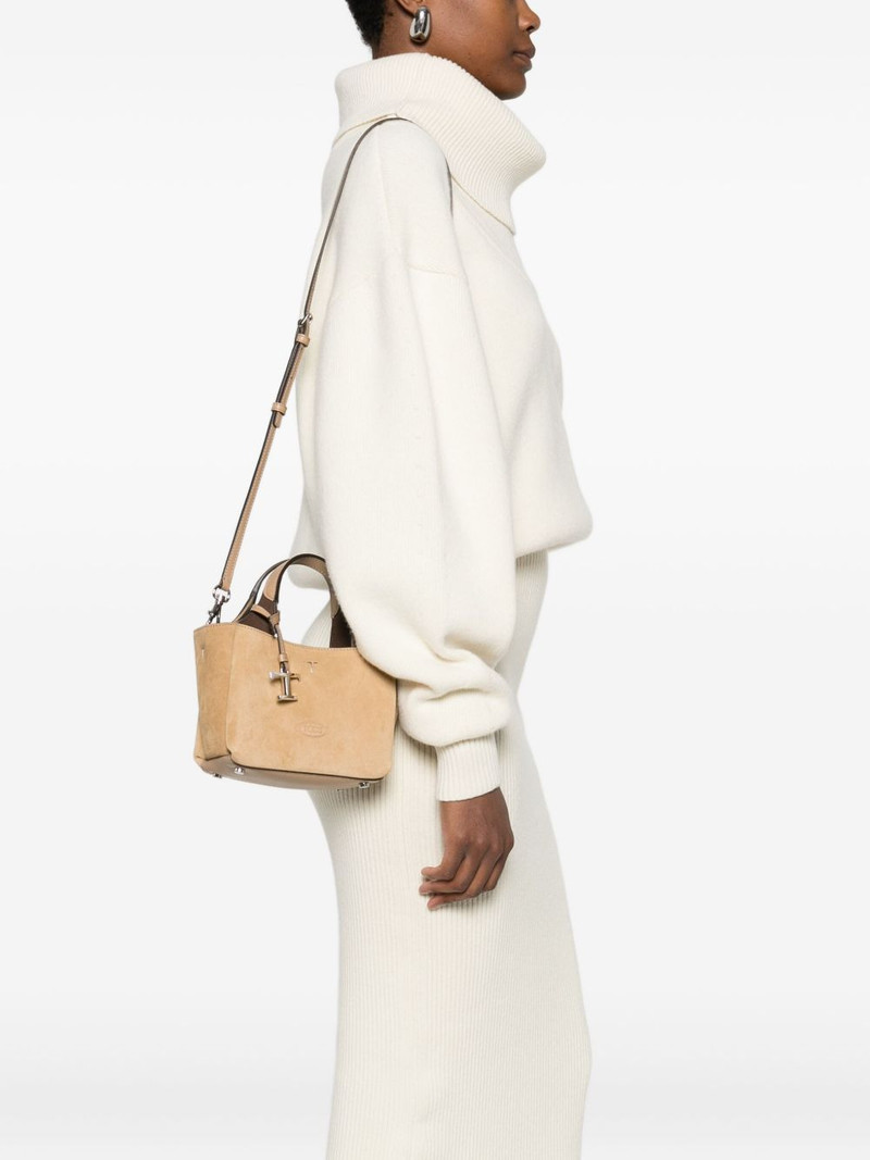 Tod's logo-charm suede tote bag outlook