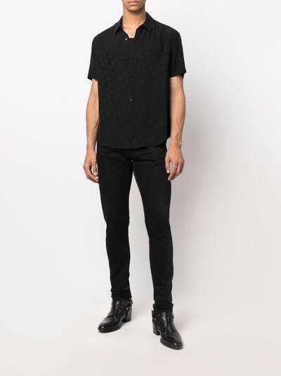 SAINT LAURENT tonal logo-pattern short-sleeved shirt outlook