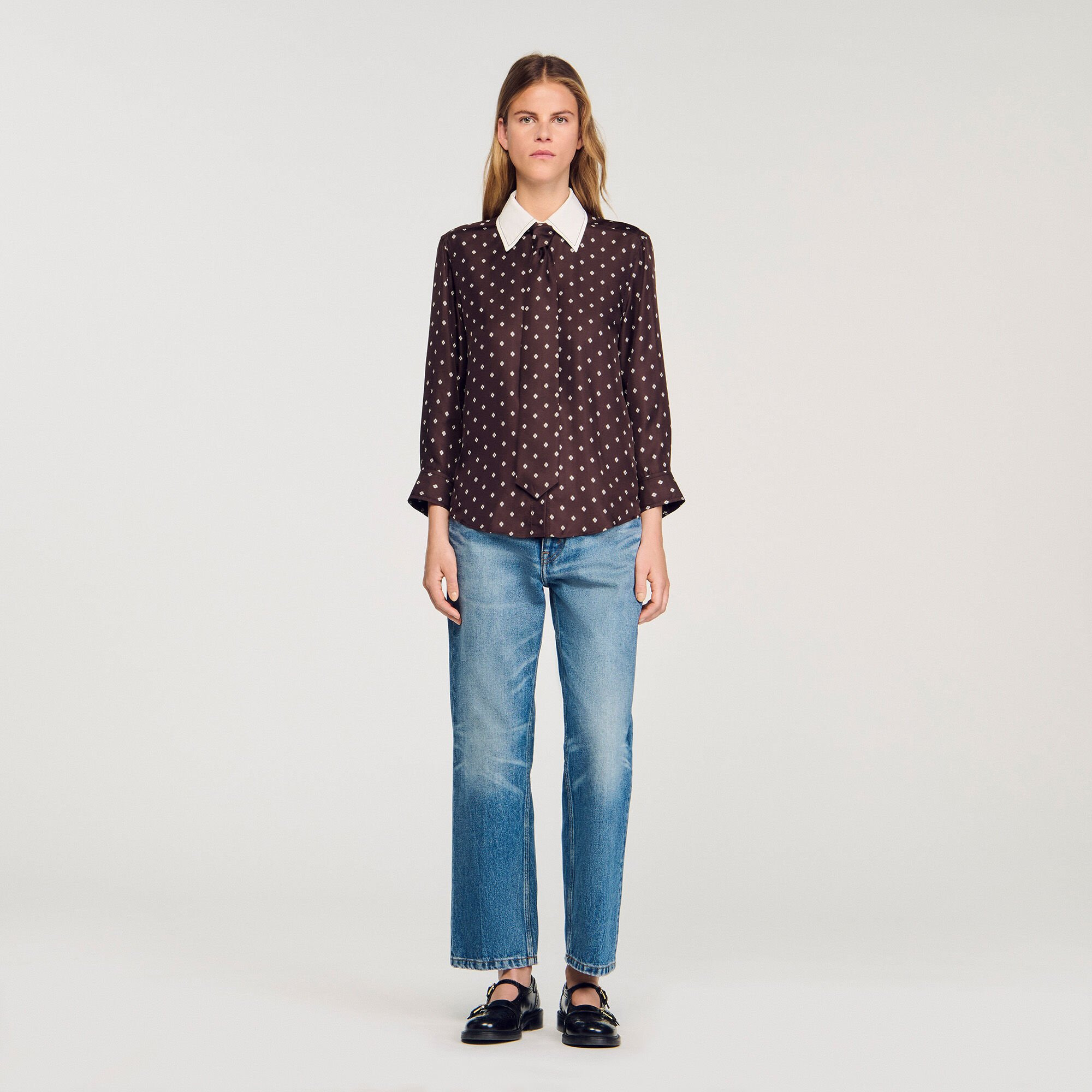 FLOWY TIE PRINT SHIRT - 2