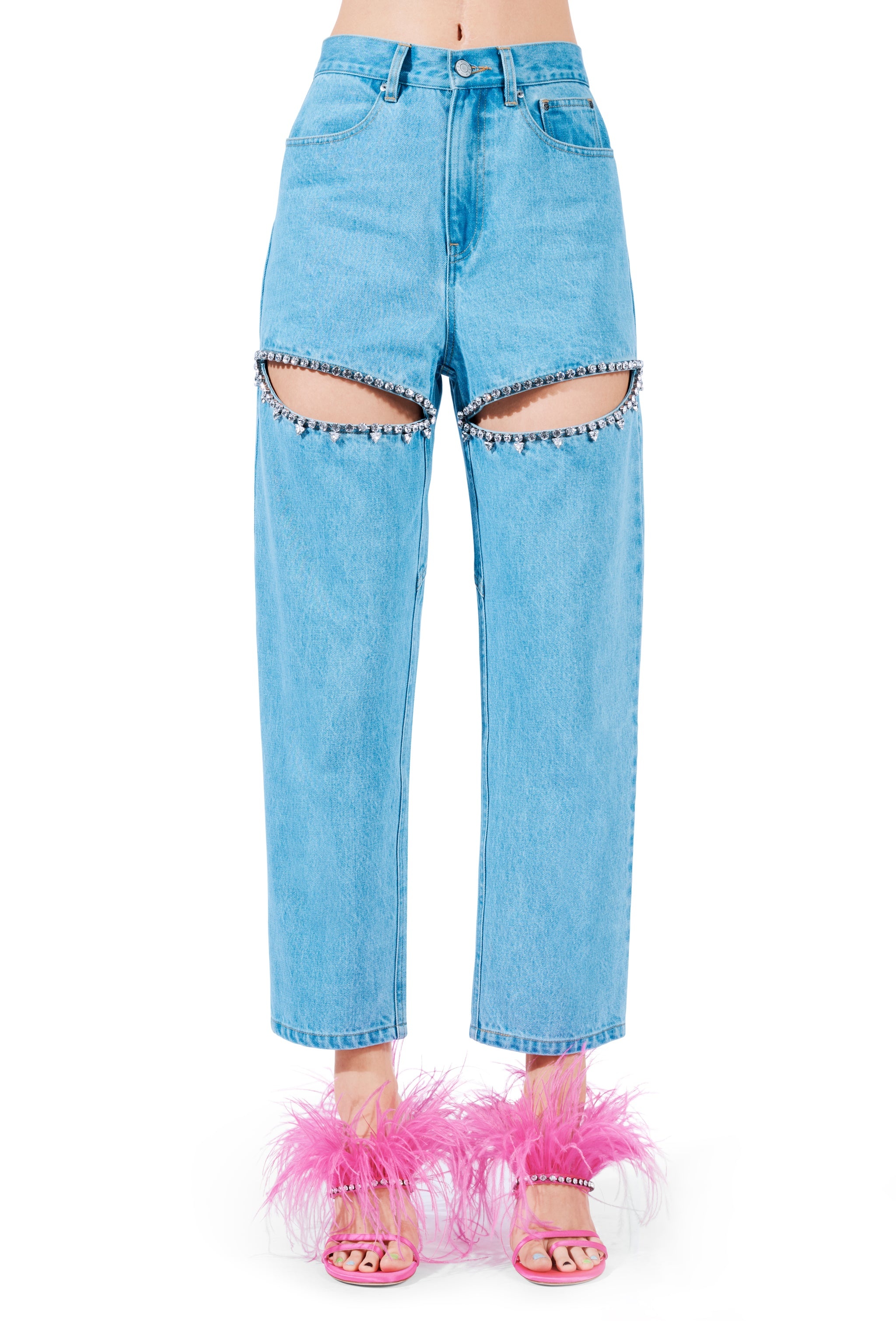 CRYSTAL SLIT JEAN - 1