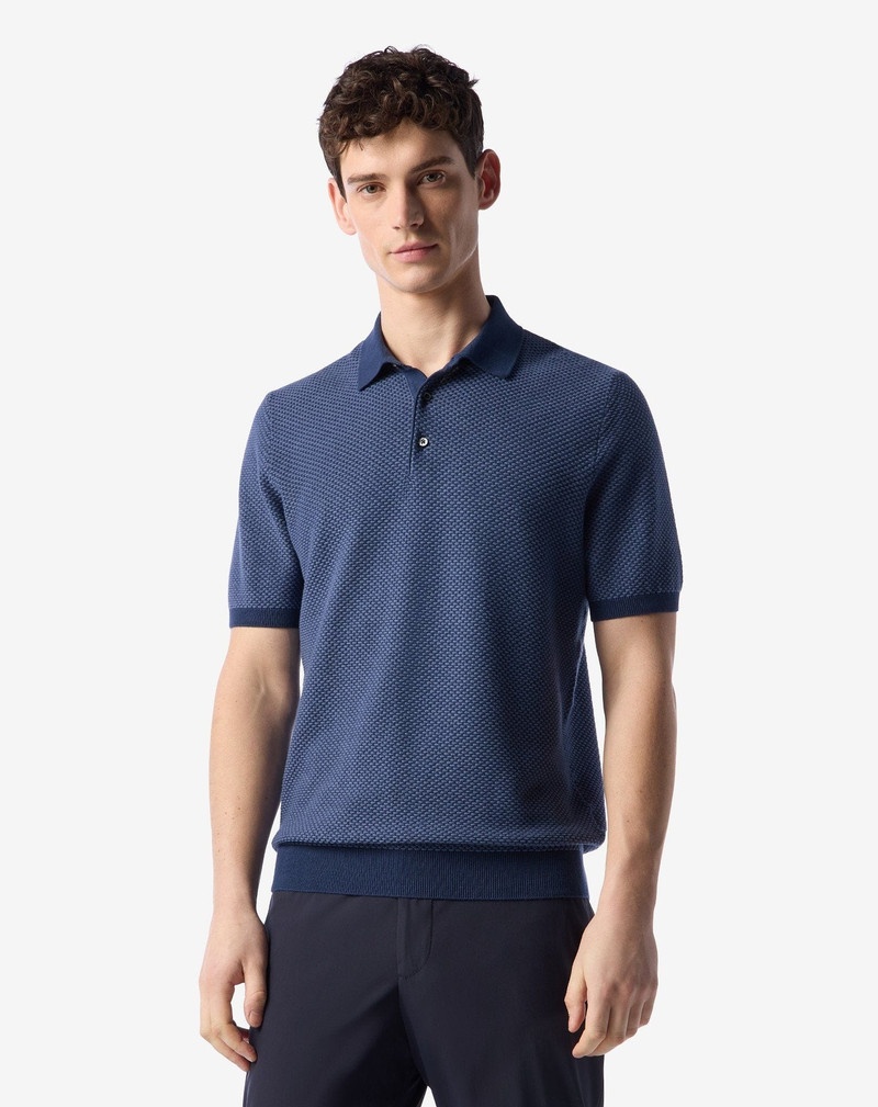 CORNELIANI Light blue button-up Egyptian cotton polo shirt outlook