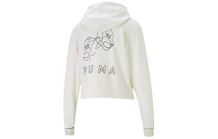 (WMNS) PUMA Style Cat Hoodie 'White Black' 587162-05 - 2