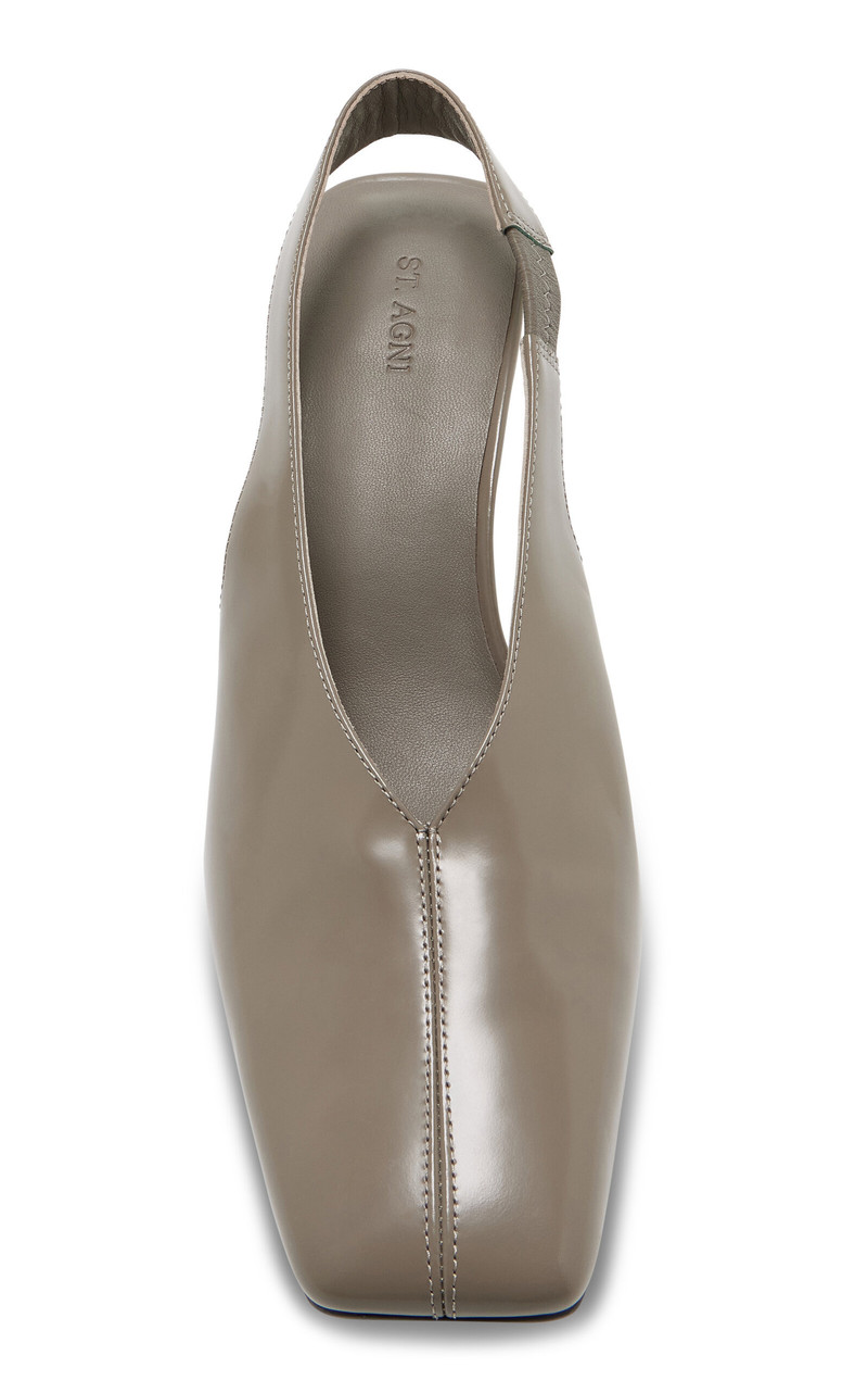 ST. AGNI Square Toe Slingback Leather Pumps grey outlook