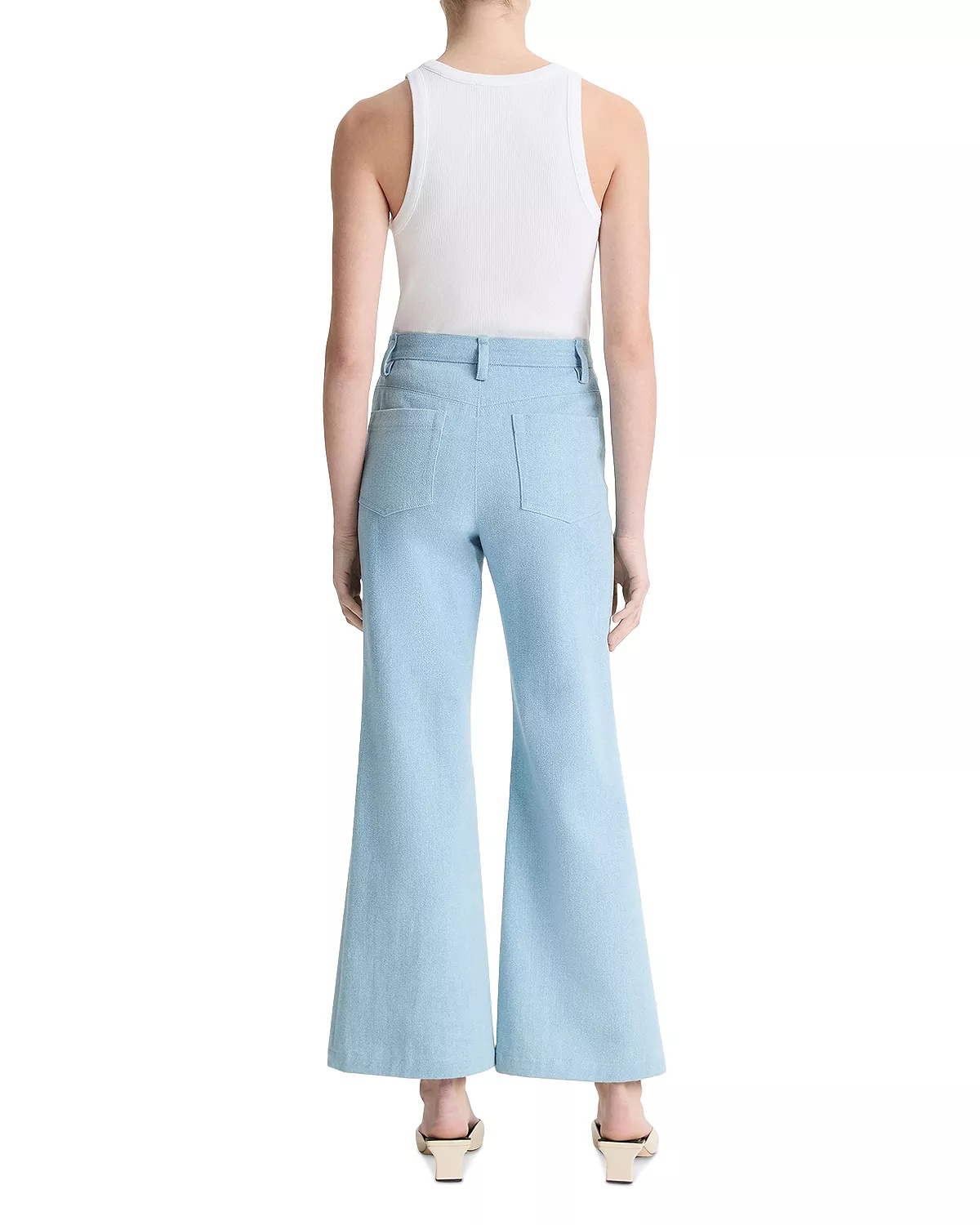 Mid Rise Cropped Flare Twill Pants - 3