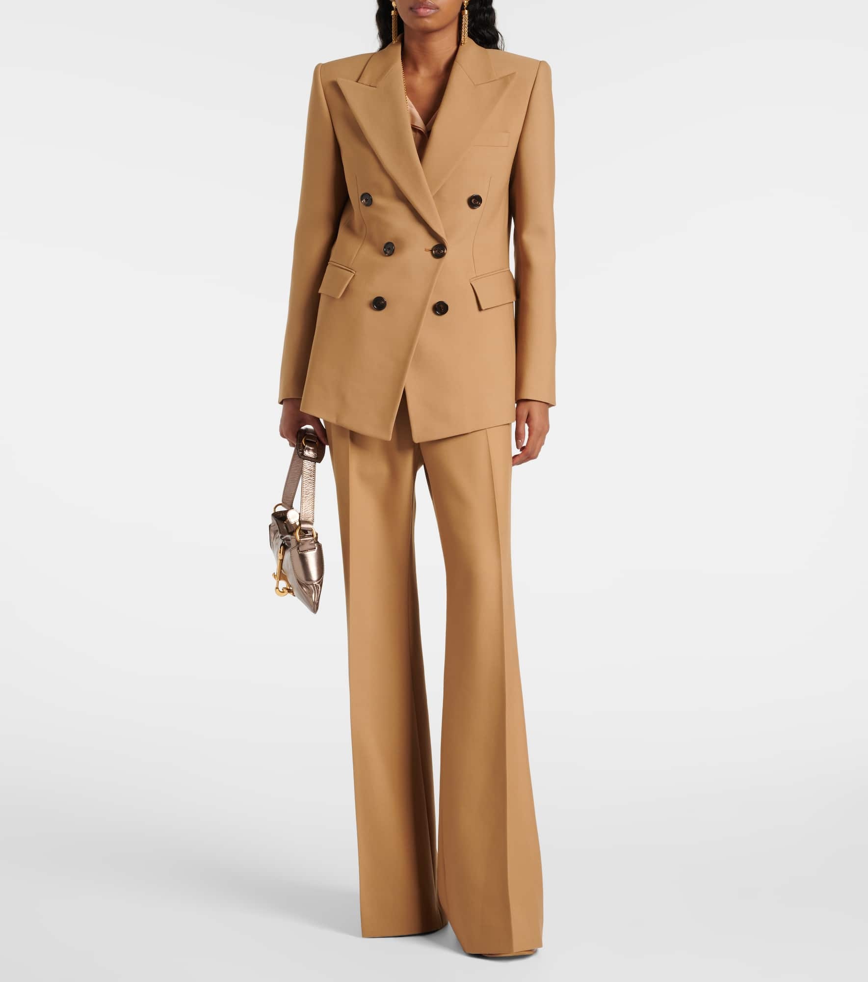 Wool grain de poudre flared pants - 2
