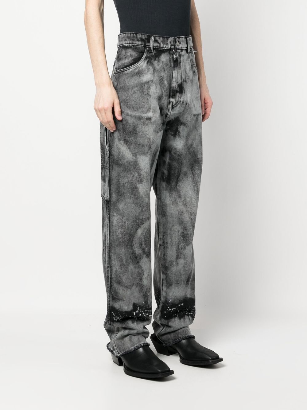 bleached-effect high-waisted jeans - 3