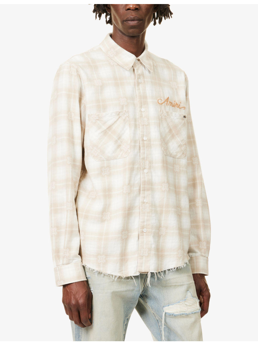 Checked Bandana-Patch Cotton Shirt - 3