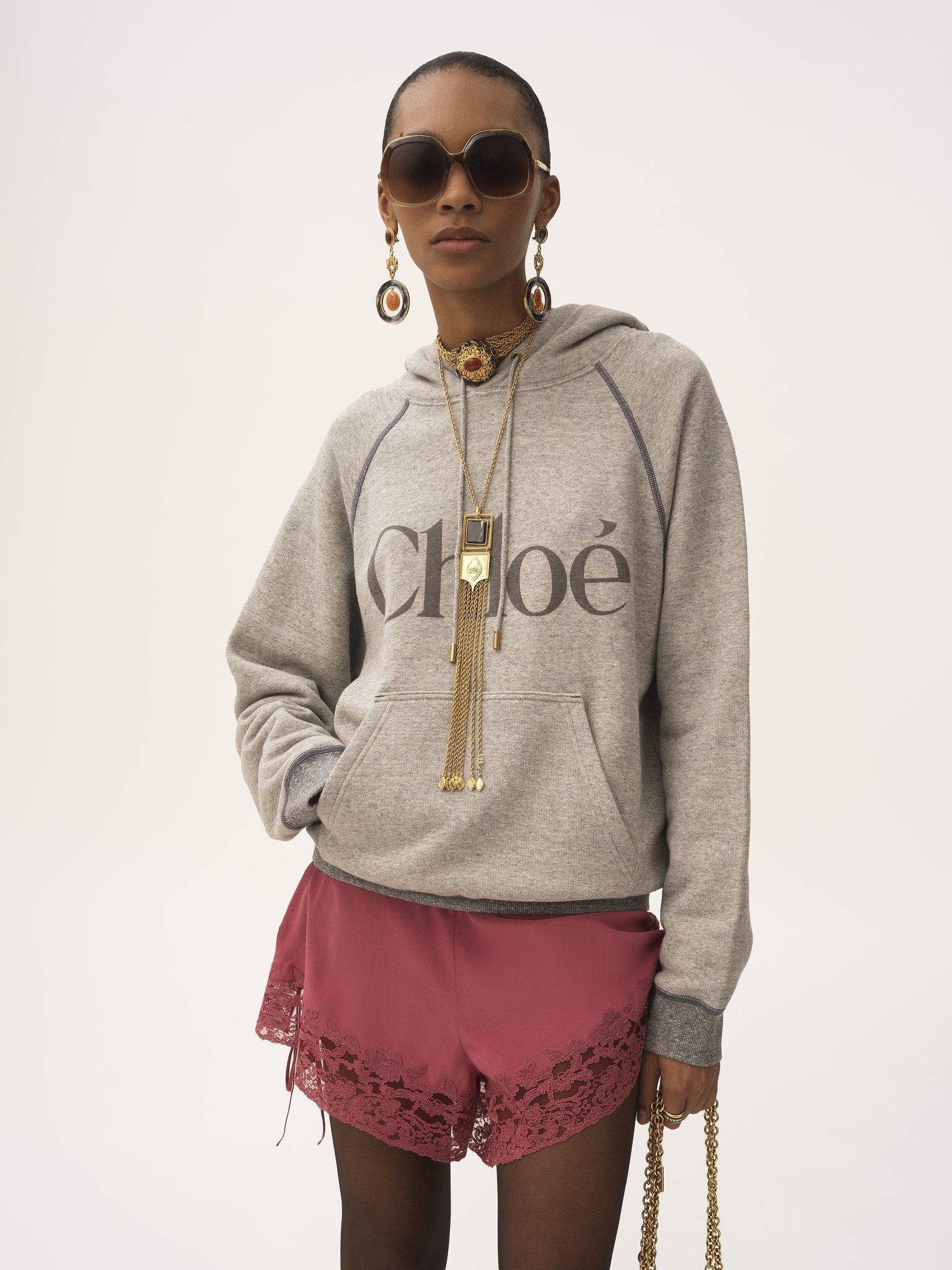 OVERSIZED LOGO HOODIE IN A COTTON FLEECE MIX - 4