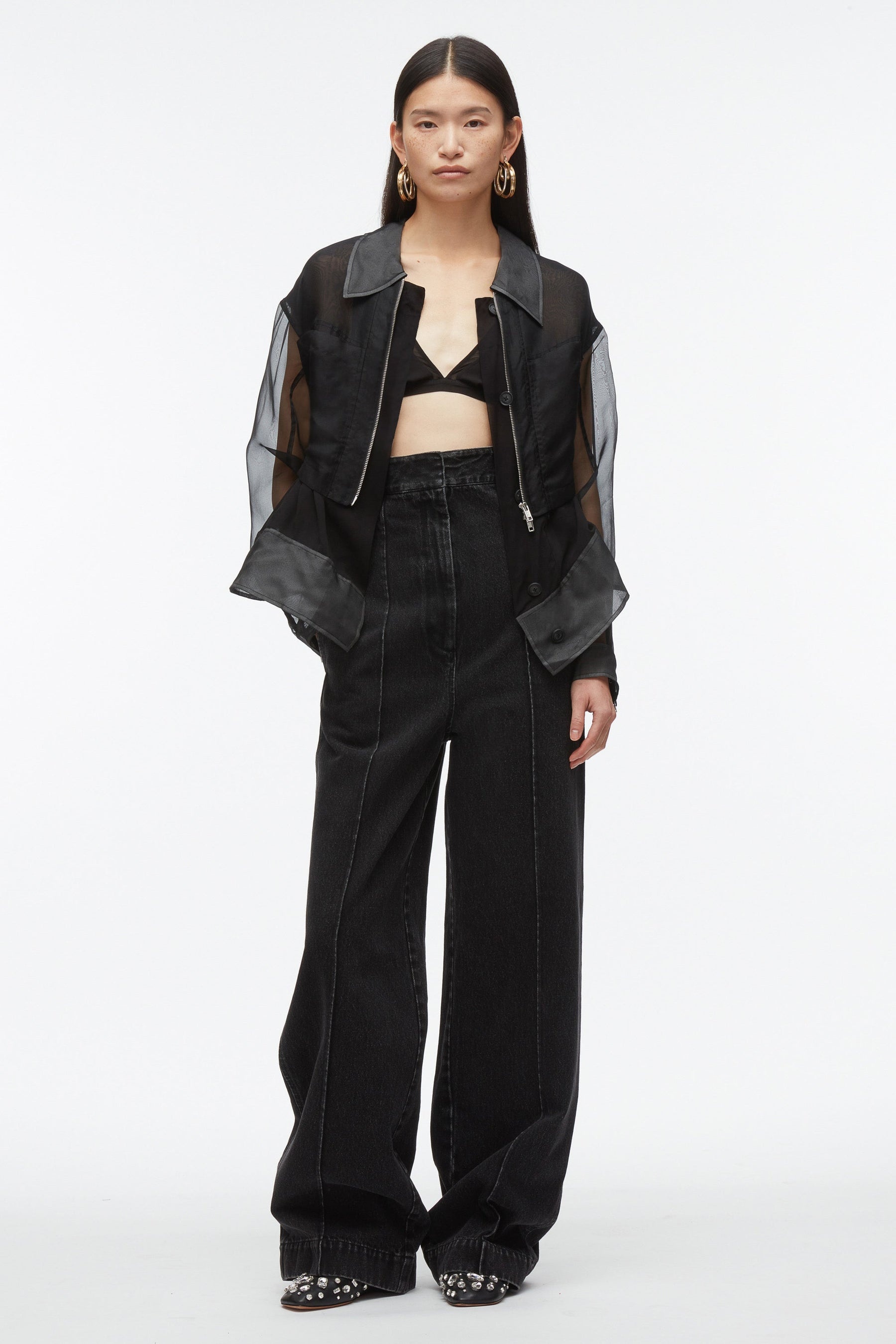 Organza Belted Flounce Utility Jacket - 2