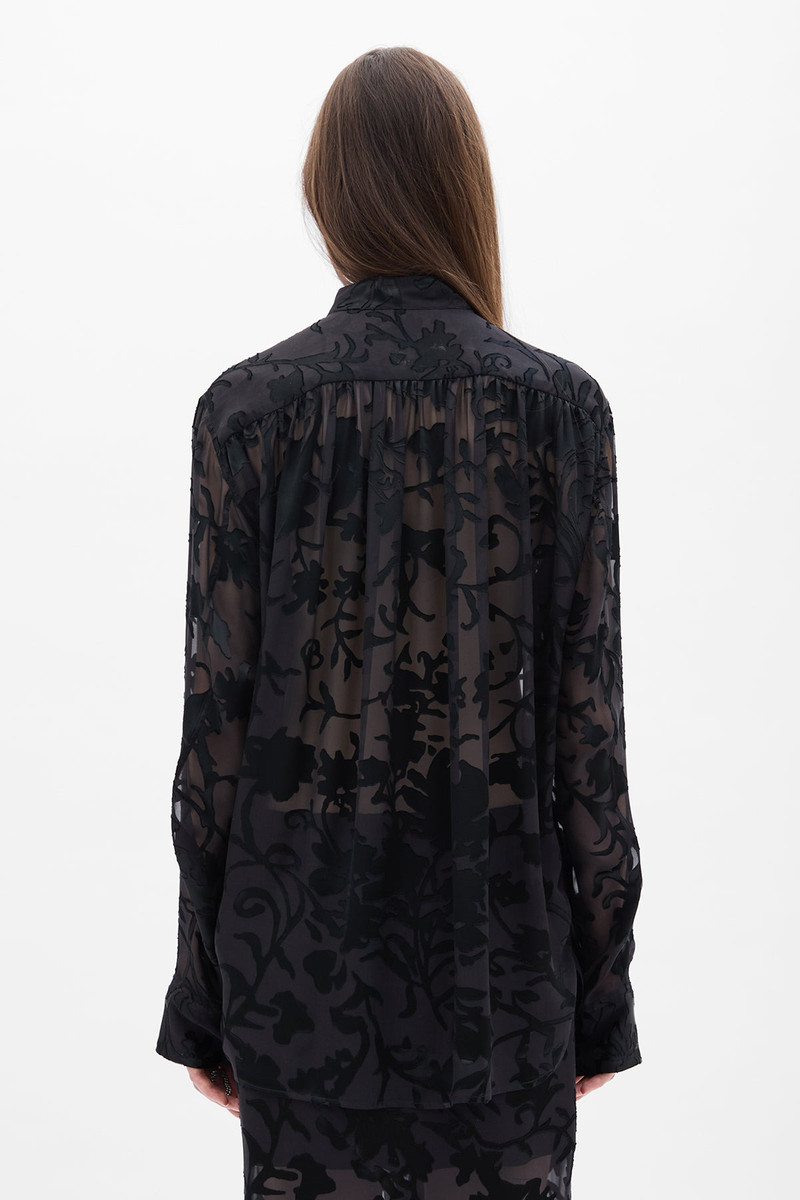 Dien Standard Collar Long Shirt with Foulard 3